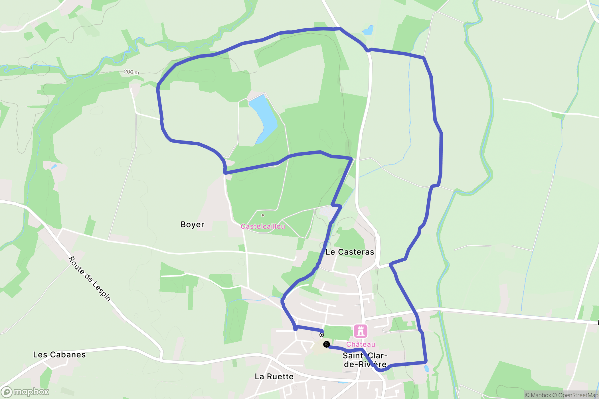 Saint-Clar-de-Rivière : carte du parcours de randonnée - France