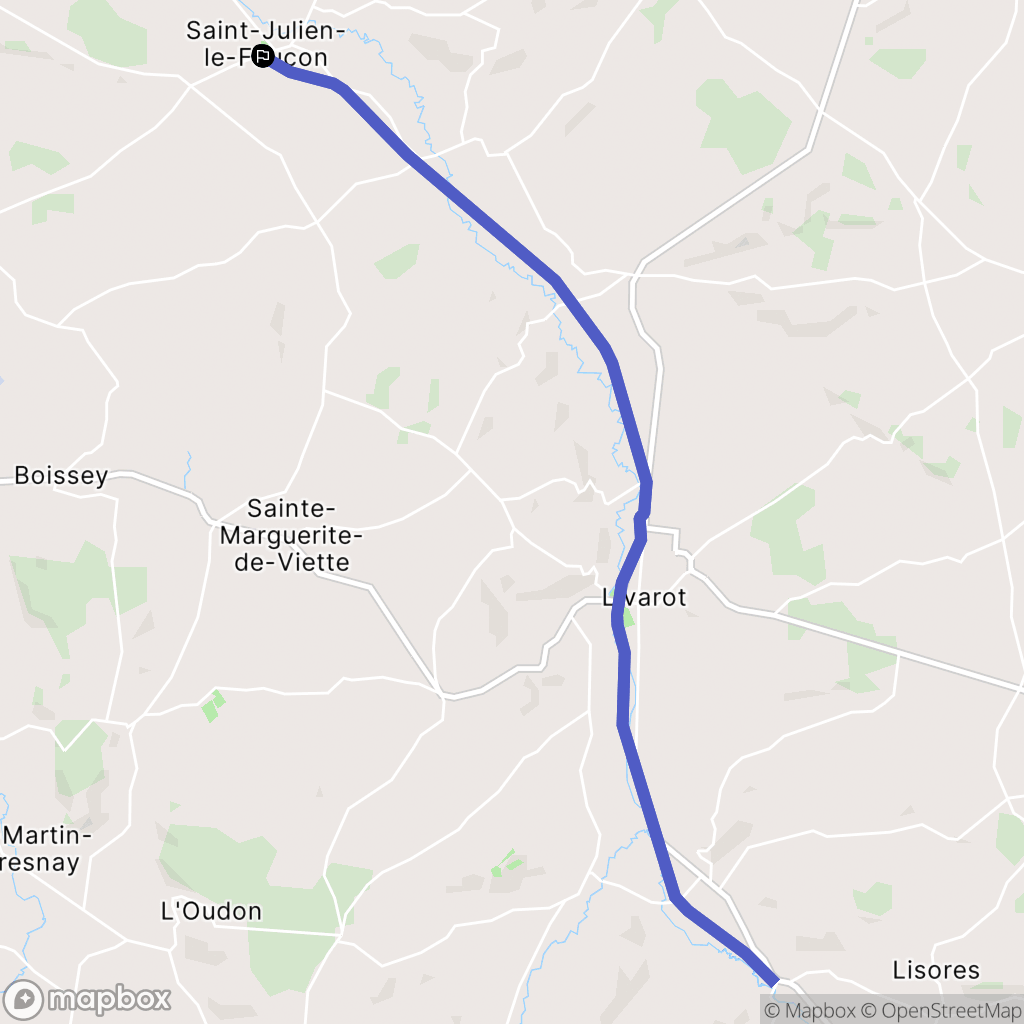 Saint-Julien-le-Faucon : carte du parcours de randonnée - France
