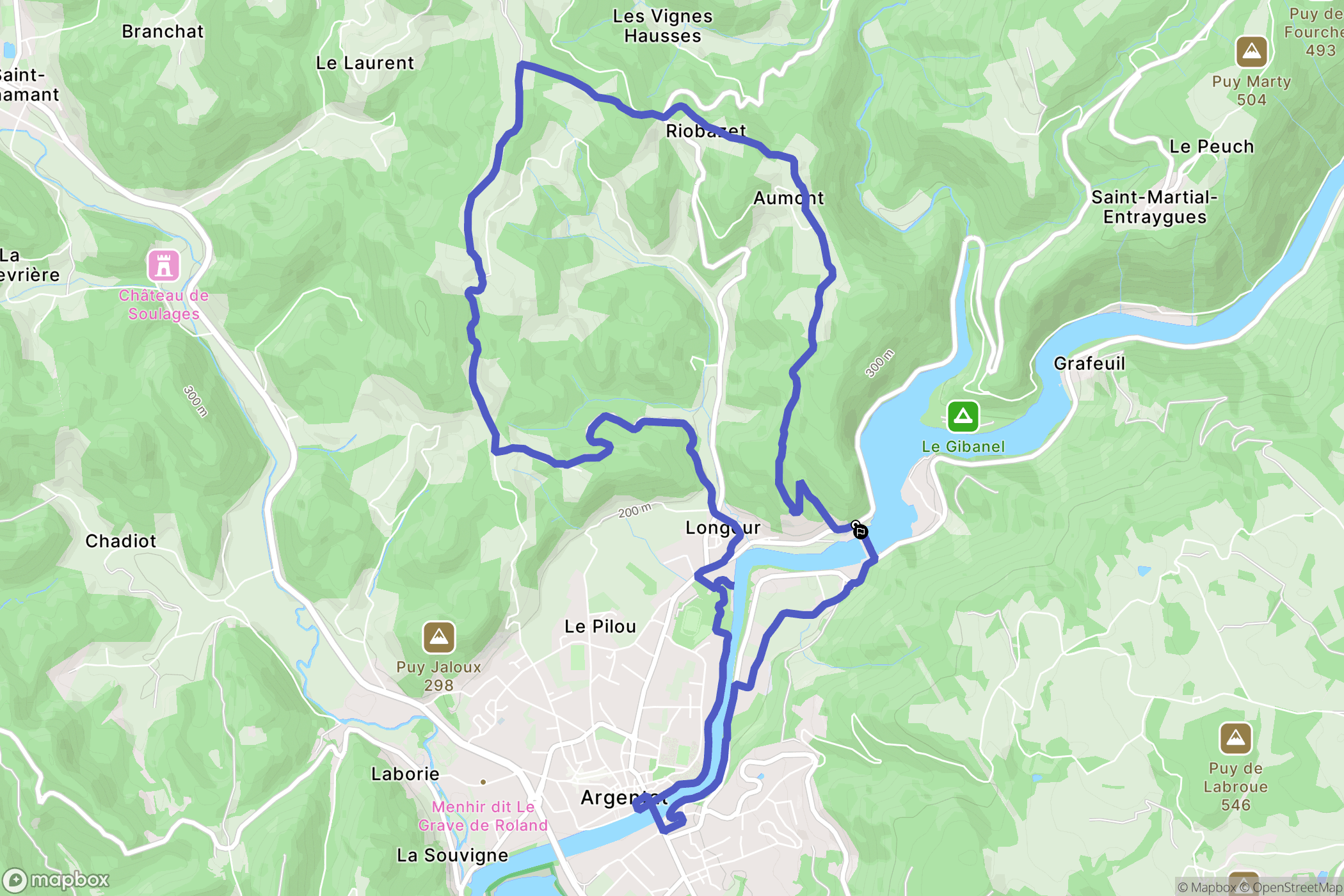 Argentat-sur-Dordogne : carte du parcours de randonnée - France