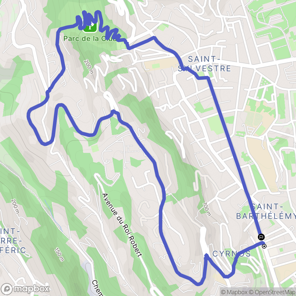 Nice : carte du parcours de randonnée - France