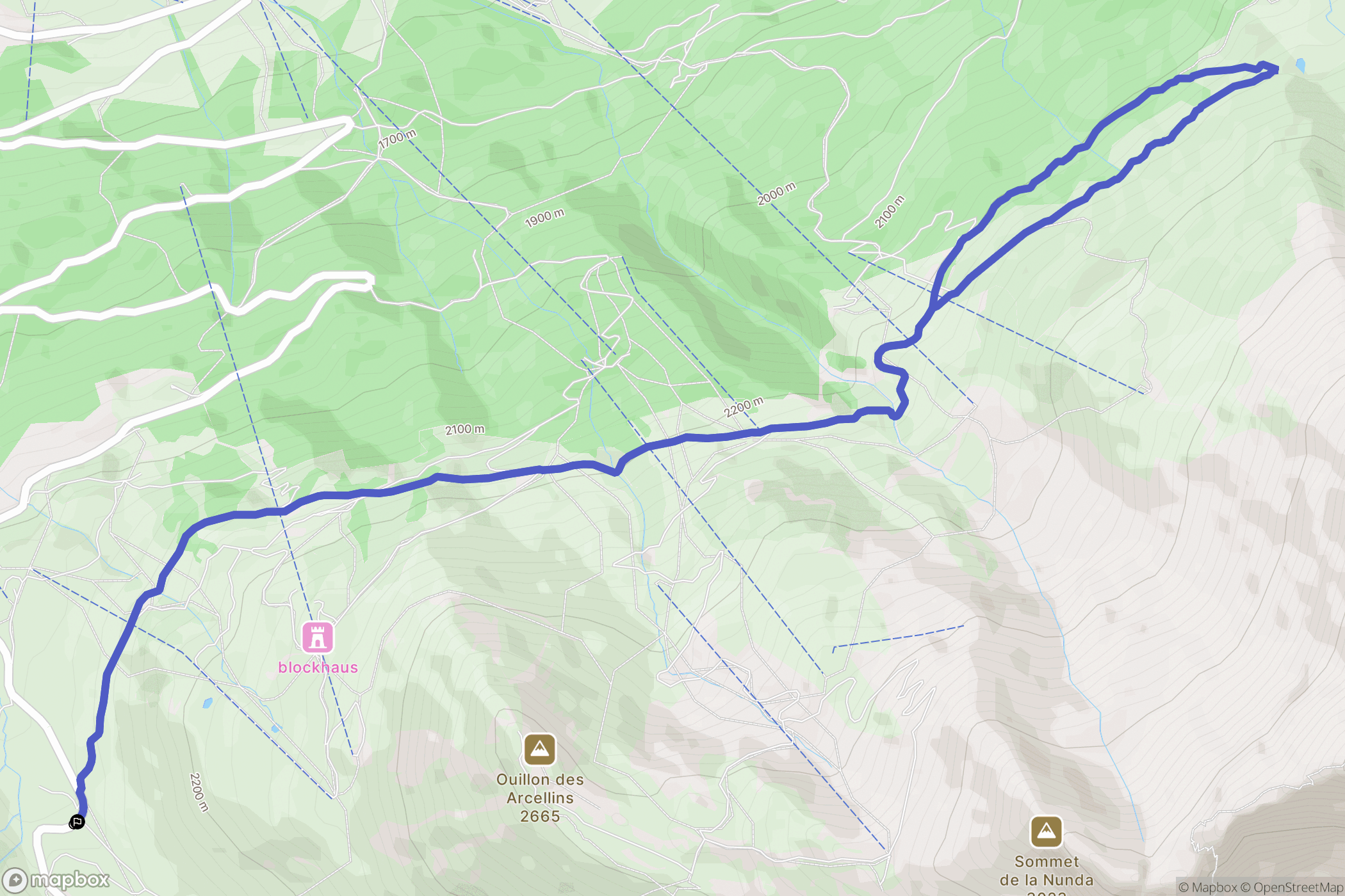 Val-Cenis : carte du parcours de randonnée - France
