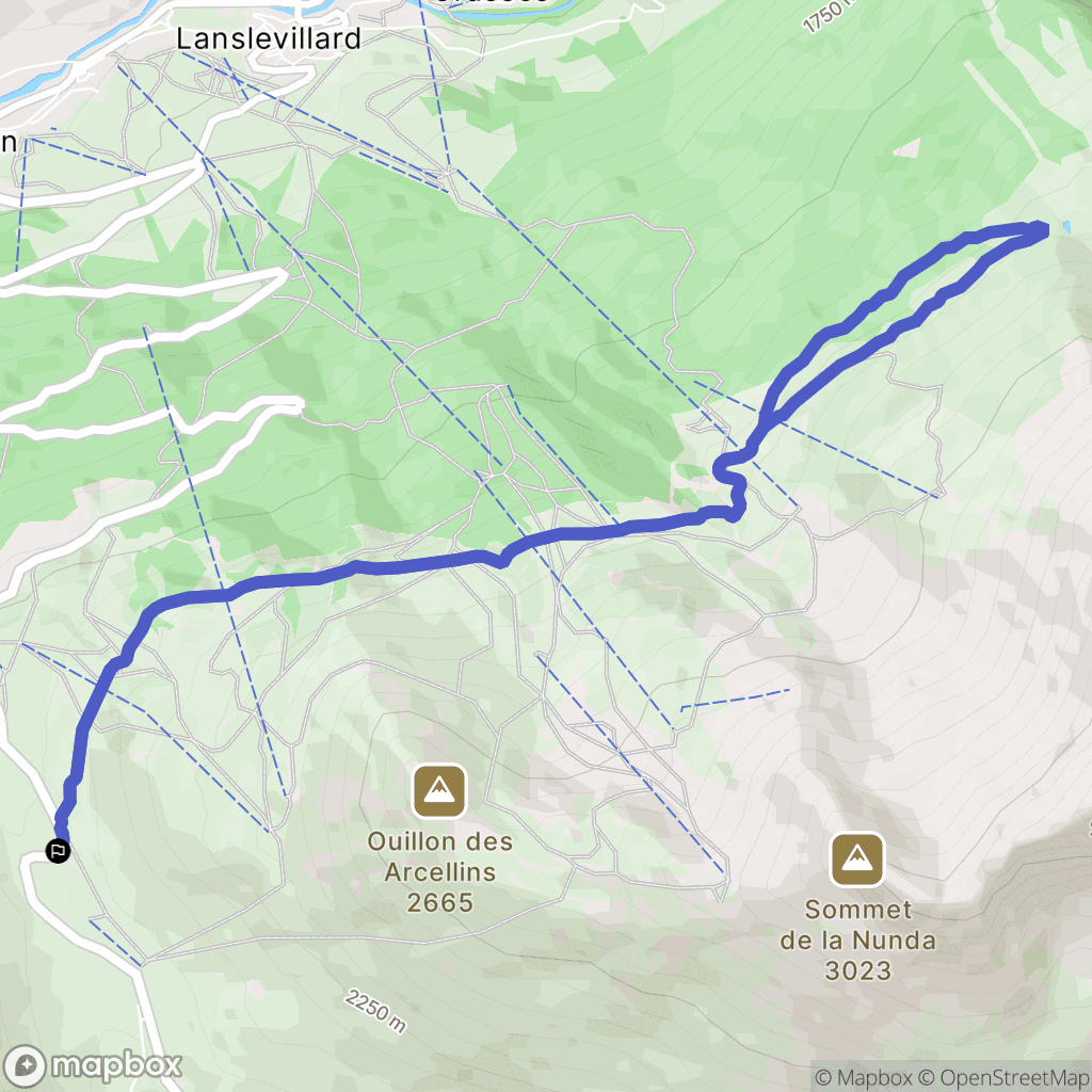 Val-Cenis : carte du parcours de randonnée - France