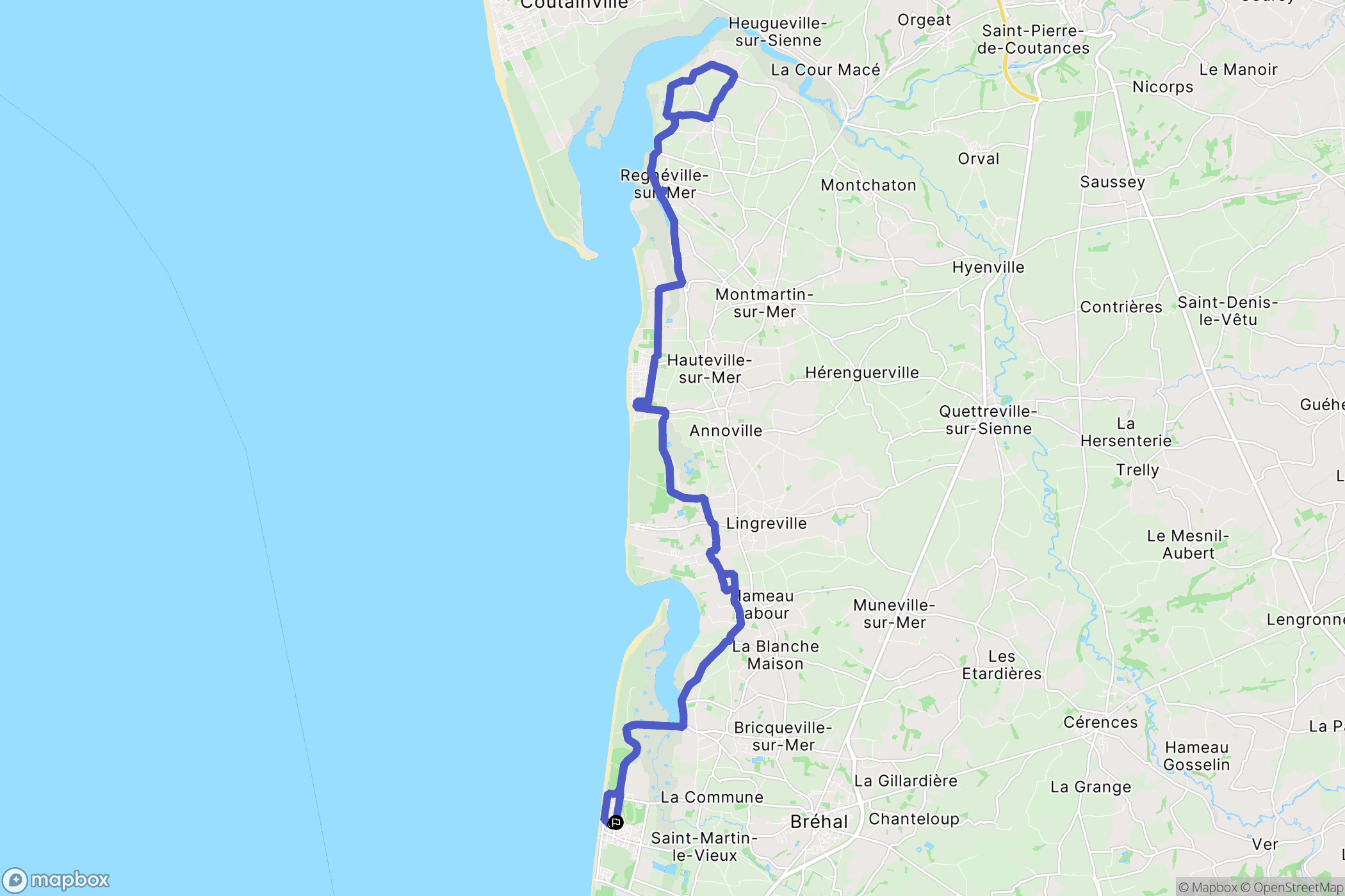 Bréhal : carte du parcours de randonnée - France