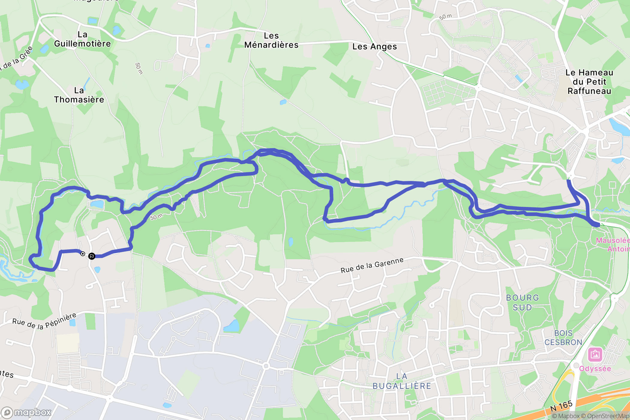 Sautron : carte du parcours de randonnée - France