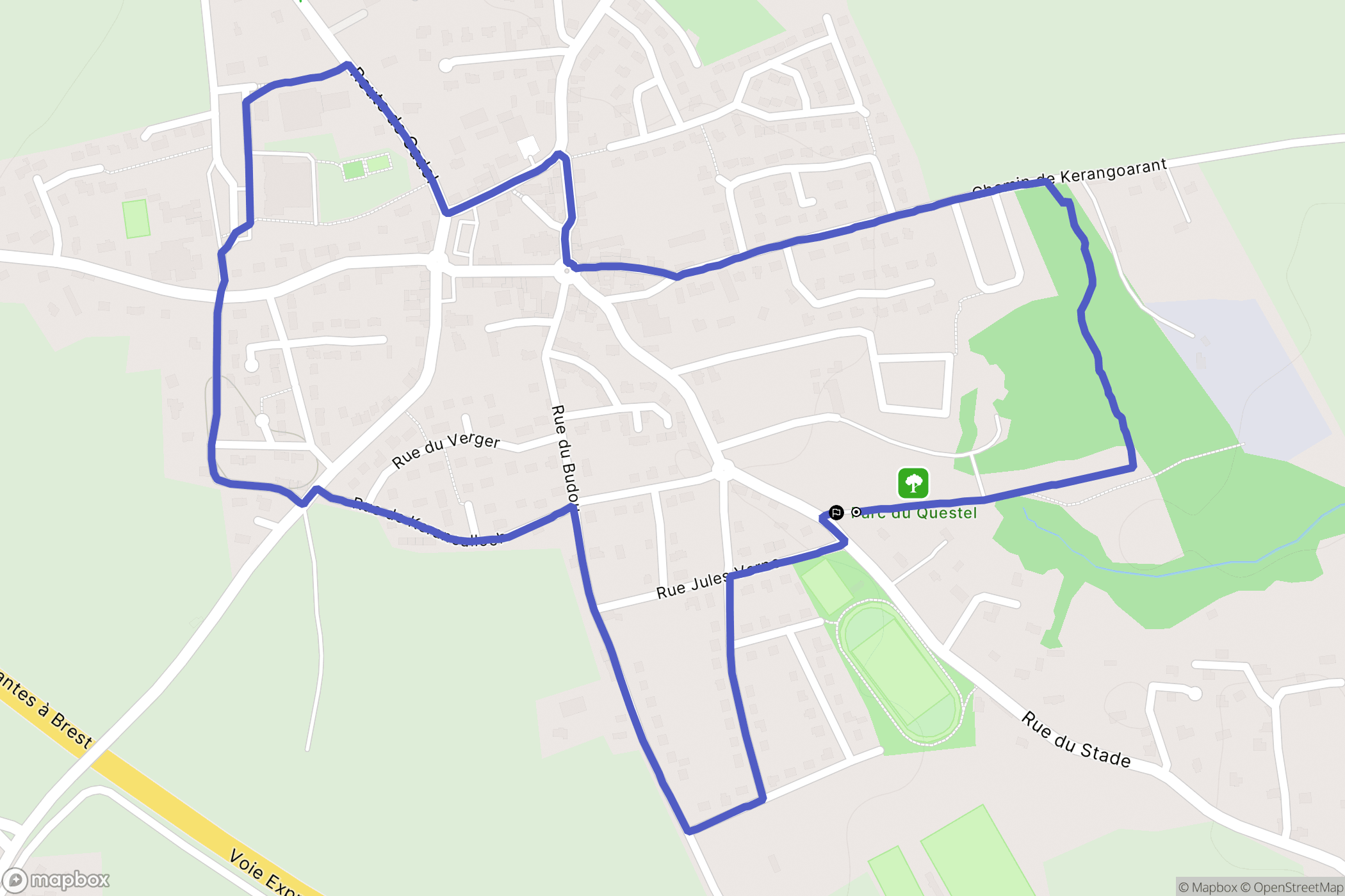 Melgven : carte du parcours de randonnée - France