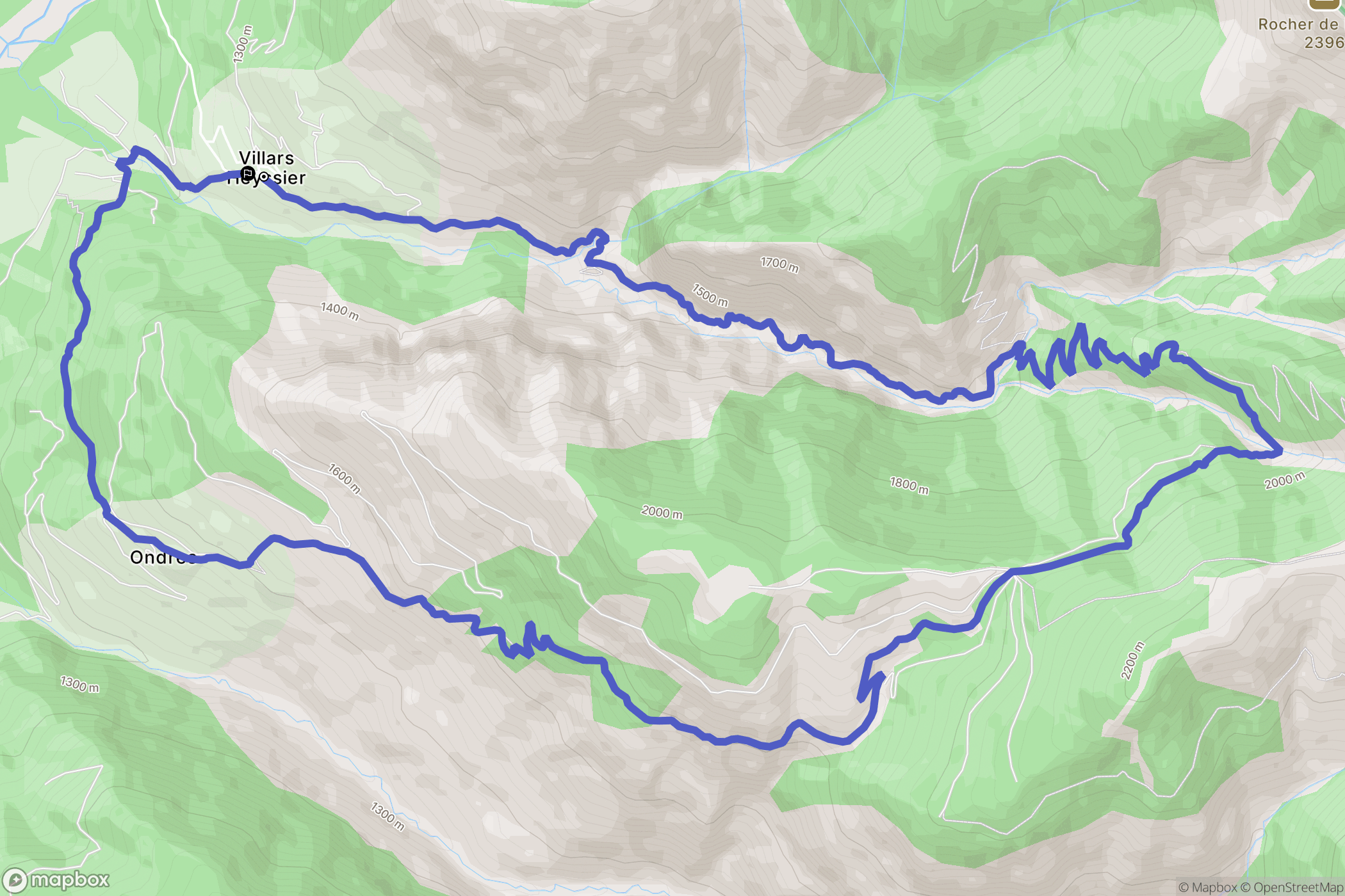 Beauvezer : carte du parcours de randonnée - France