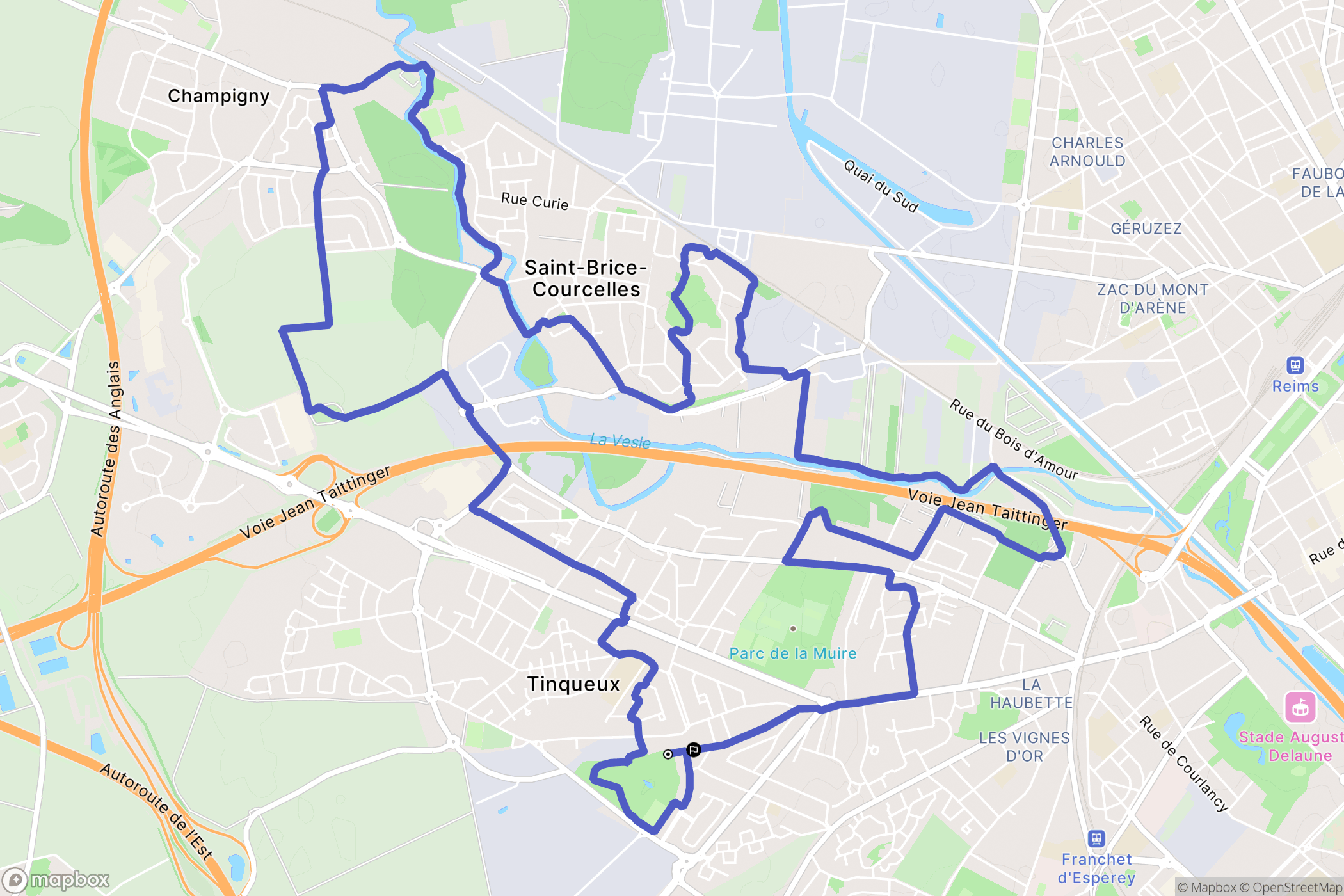 Tinqueux : carte du parcours de randonnée - France