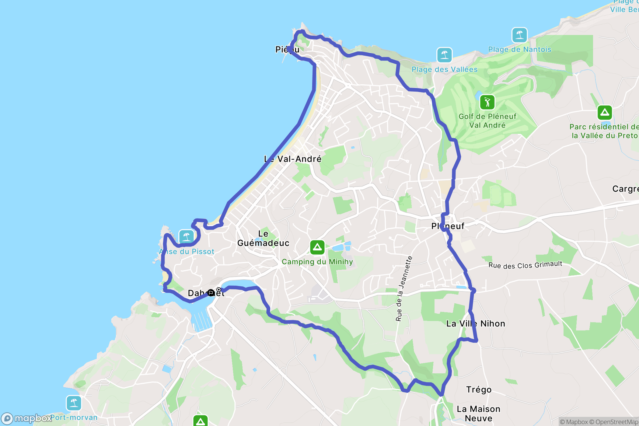 Pléneuf-Val-André : carte du parcours de randonnée - France