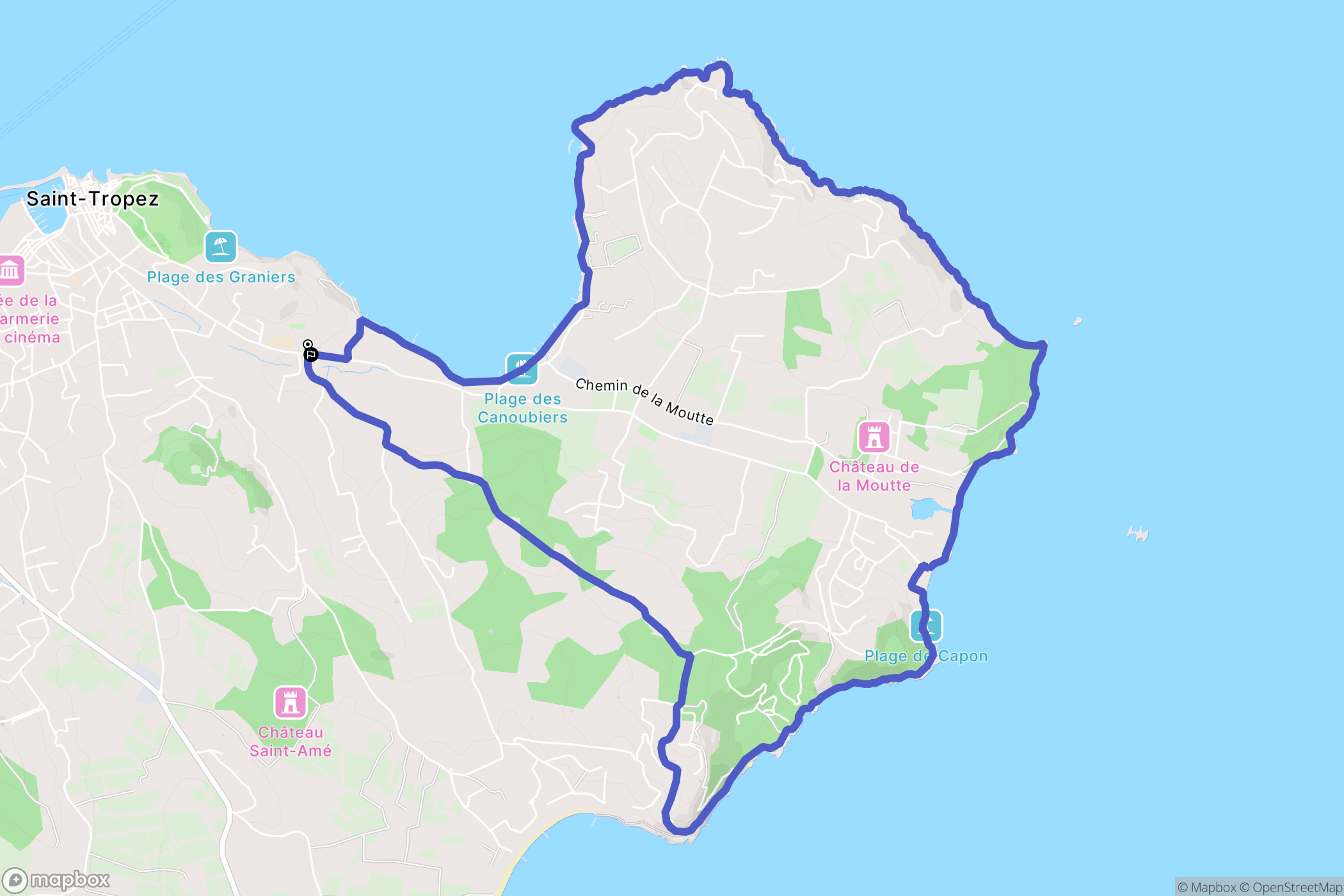 Saint-Tropez : carte du parcours de randonnée - France