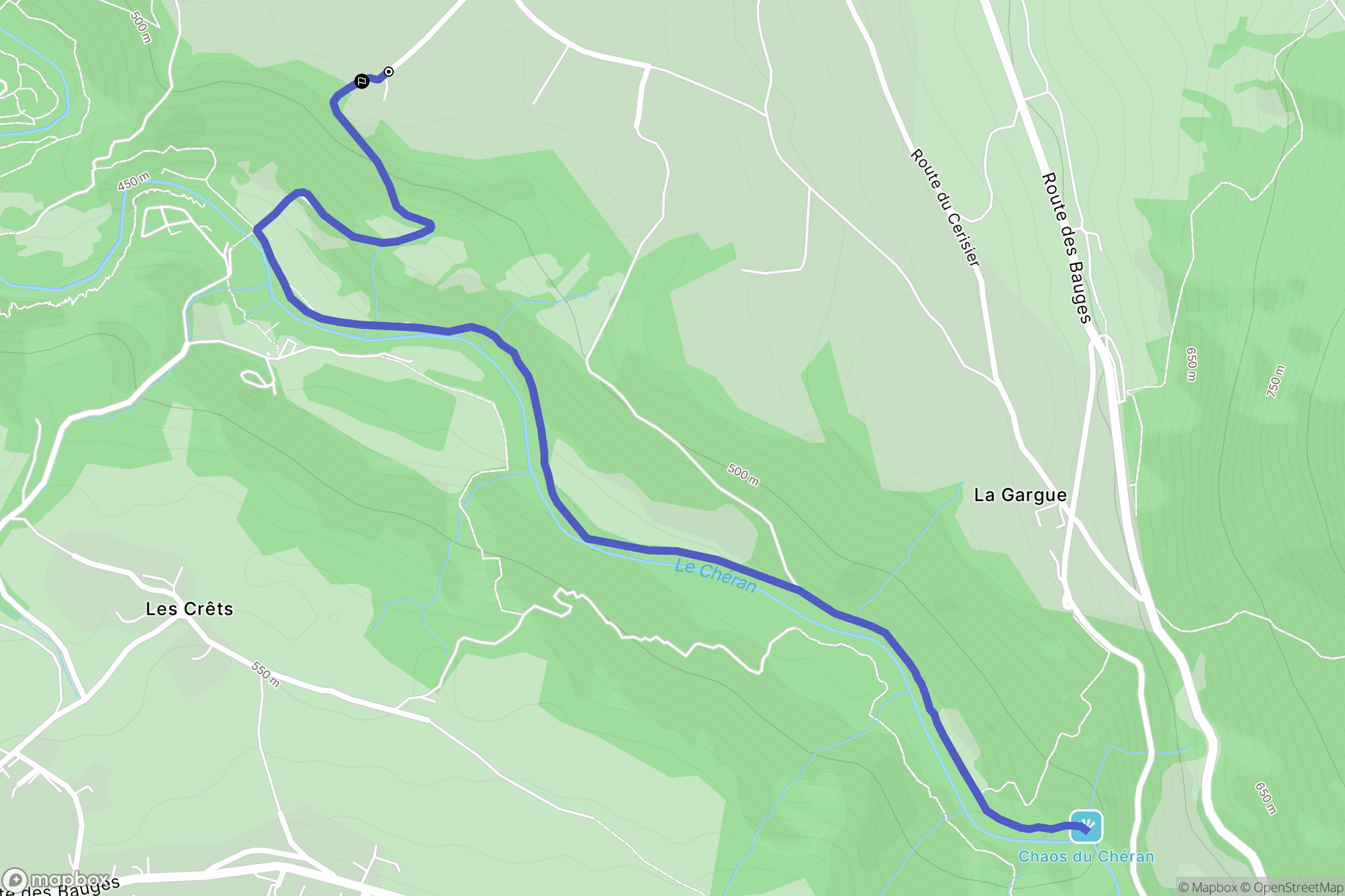 Gruffy : carte du parcours de randonnée - France