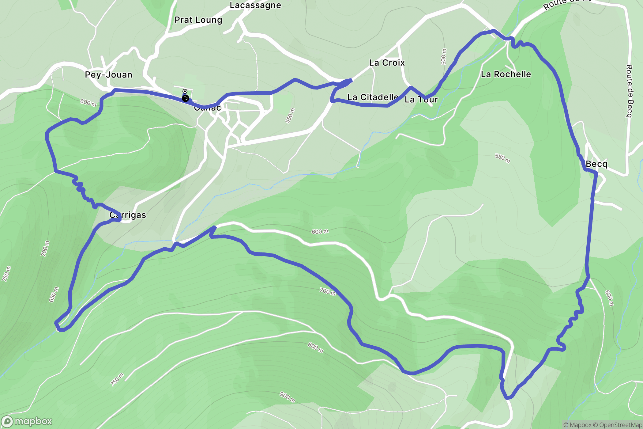 Ganac : carte du parcours de randonnée - France