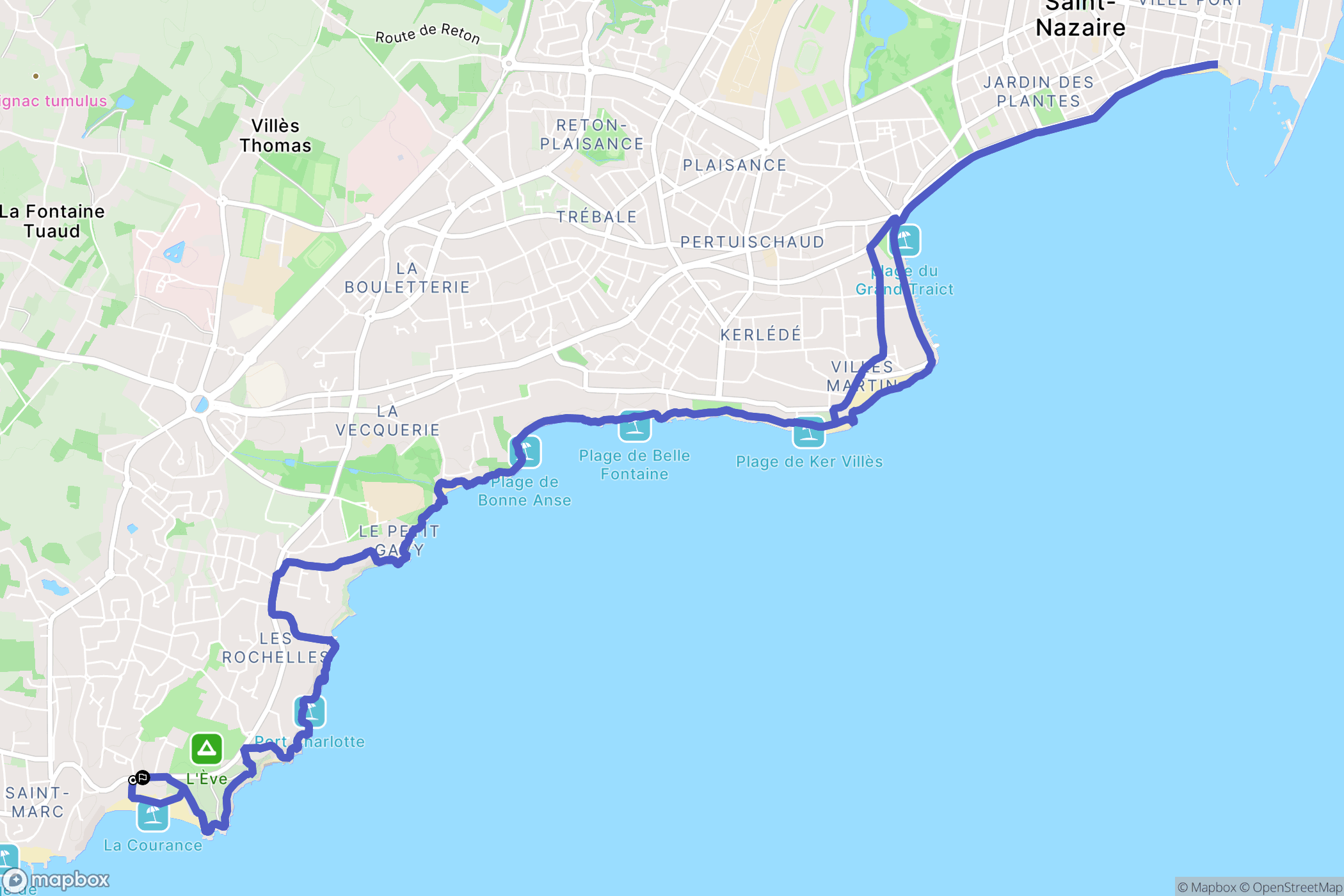 Saint-Nazaire : carte du parcours de randonnée - France