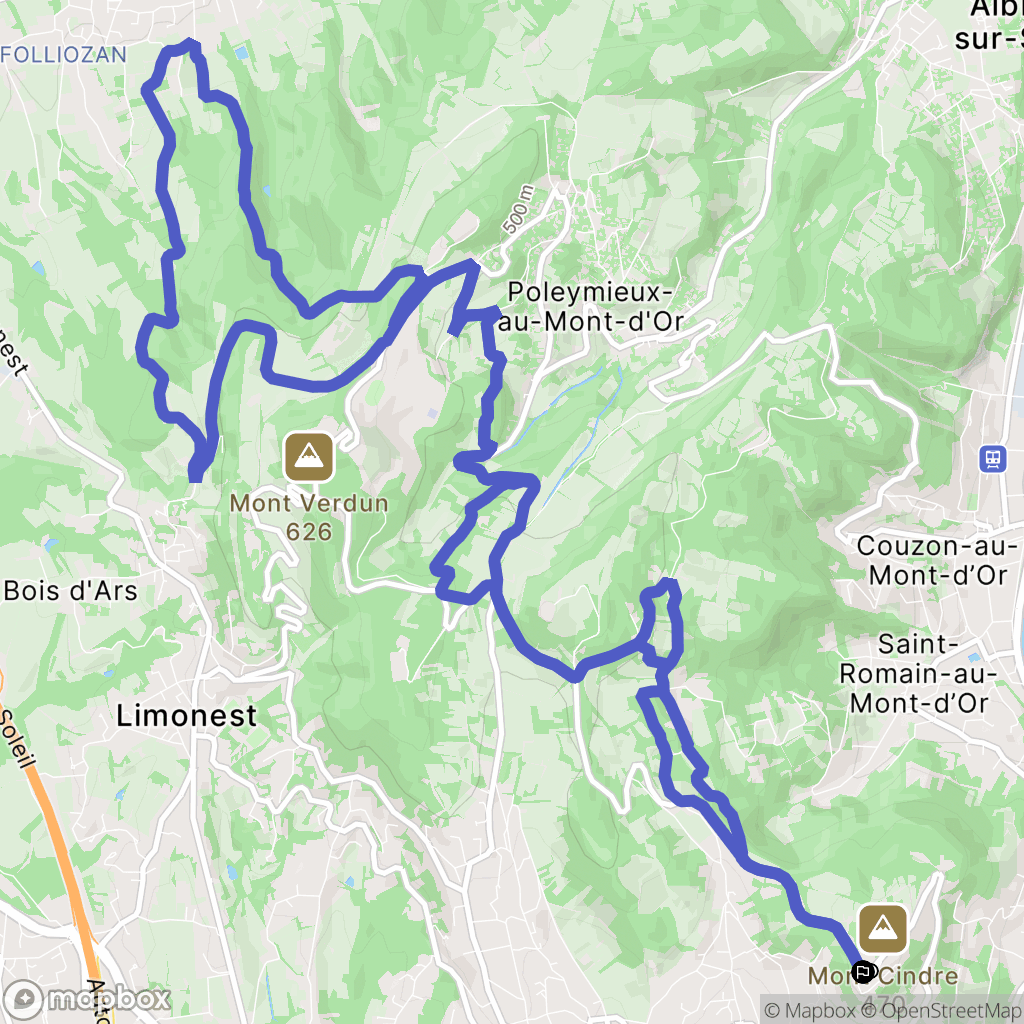 Saint-Cyr-au-Mont-d'Or : carte du parcours de randonnée - France