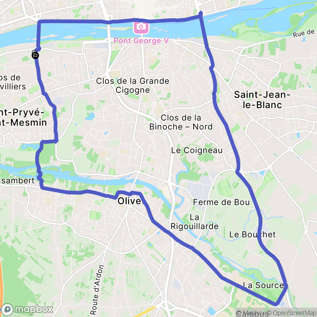 Saint Pryvé Saint Mesmin : carte du parcours de randonnée - France