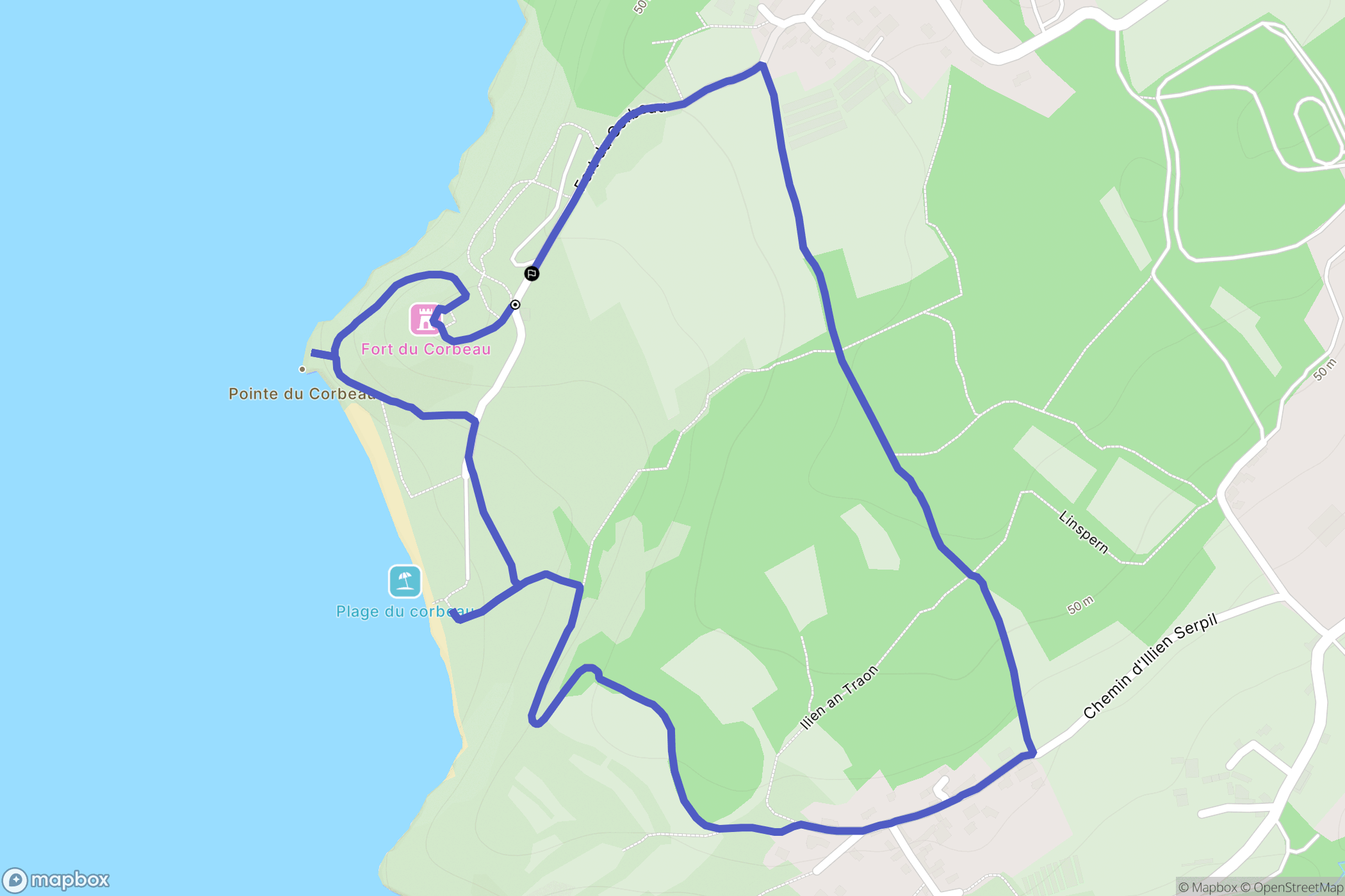 Plougastel-Daoulas : carte du parcours de randonnée - France