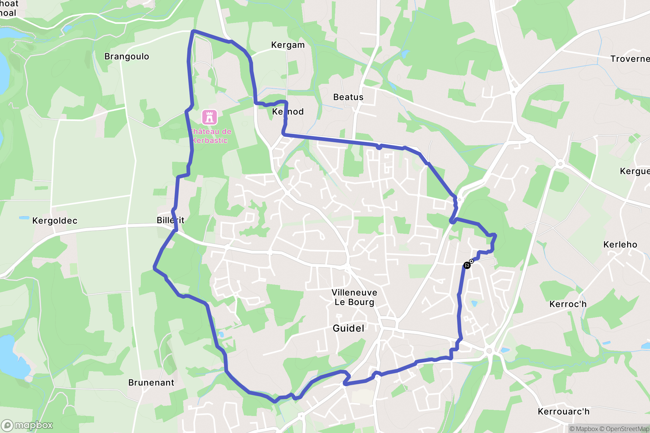 Guidel : carte du parcours de randonnée - France