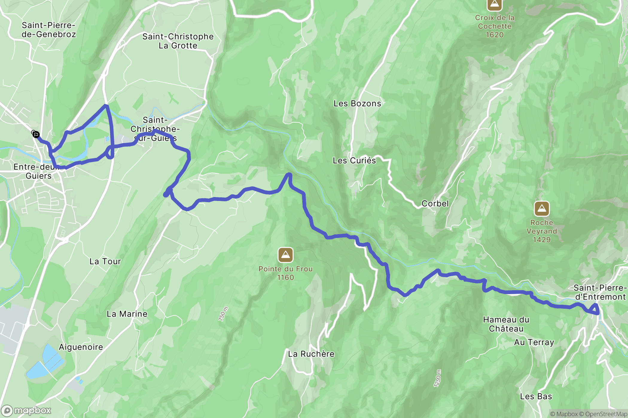 Les Échelles : carte du parcours de randonnée - France