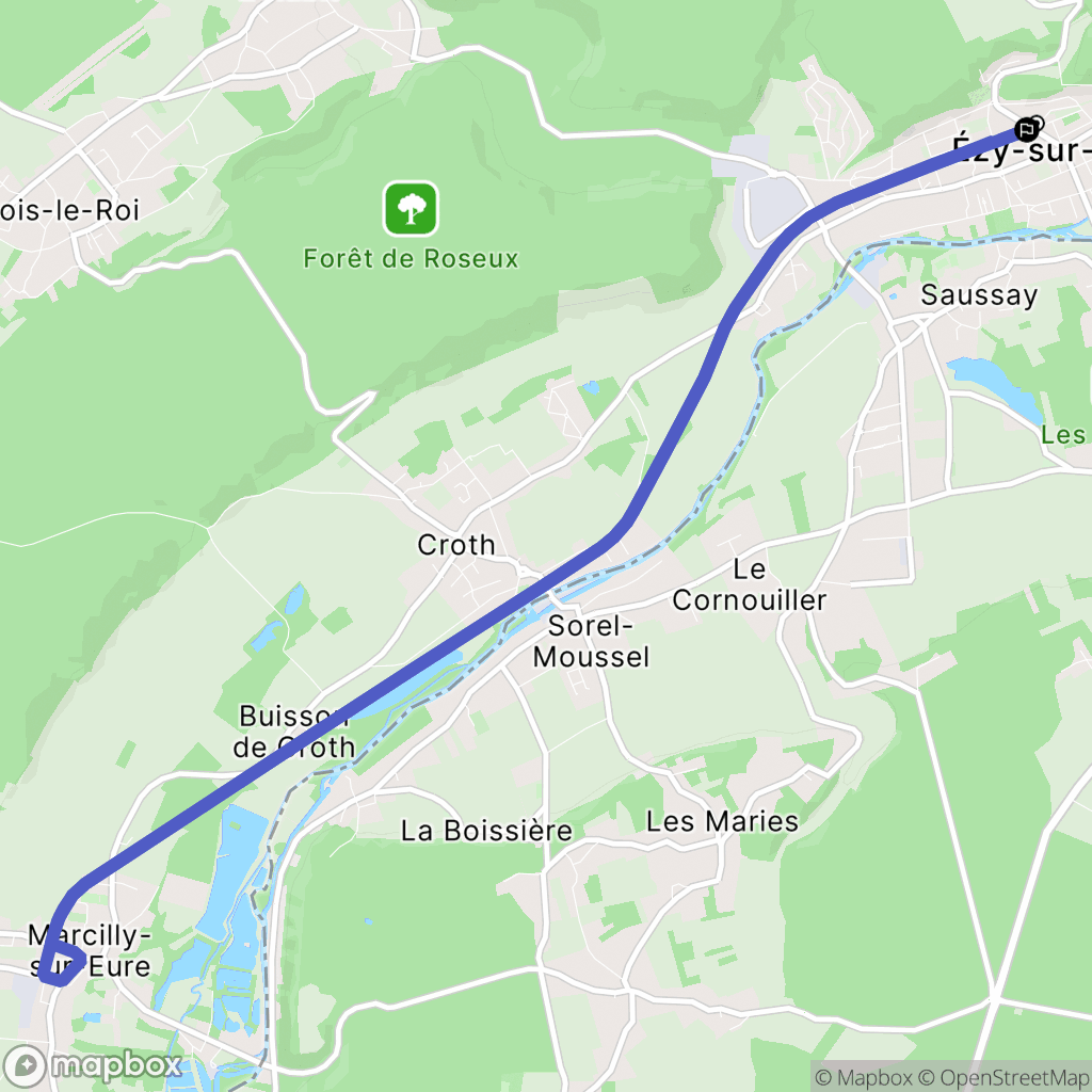 Ezy sur Eure : carte du parcours de randonnée - France