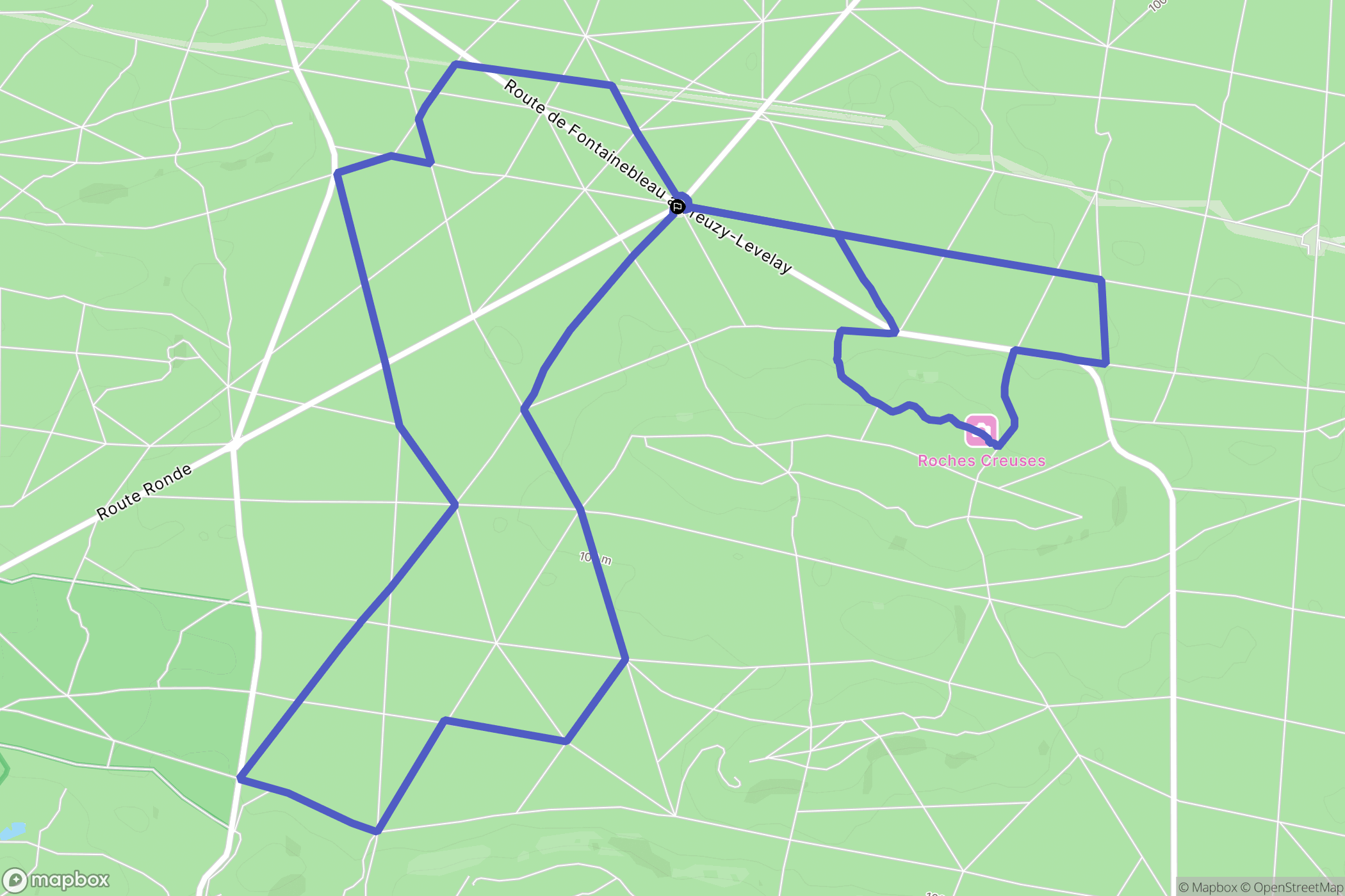 Fontainebleau : carte du parcours de randonnée - France