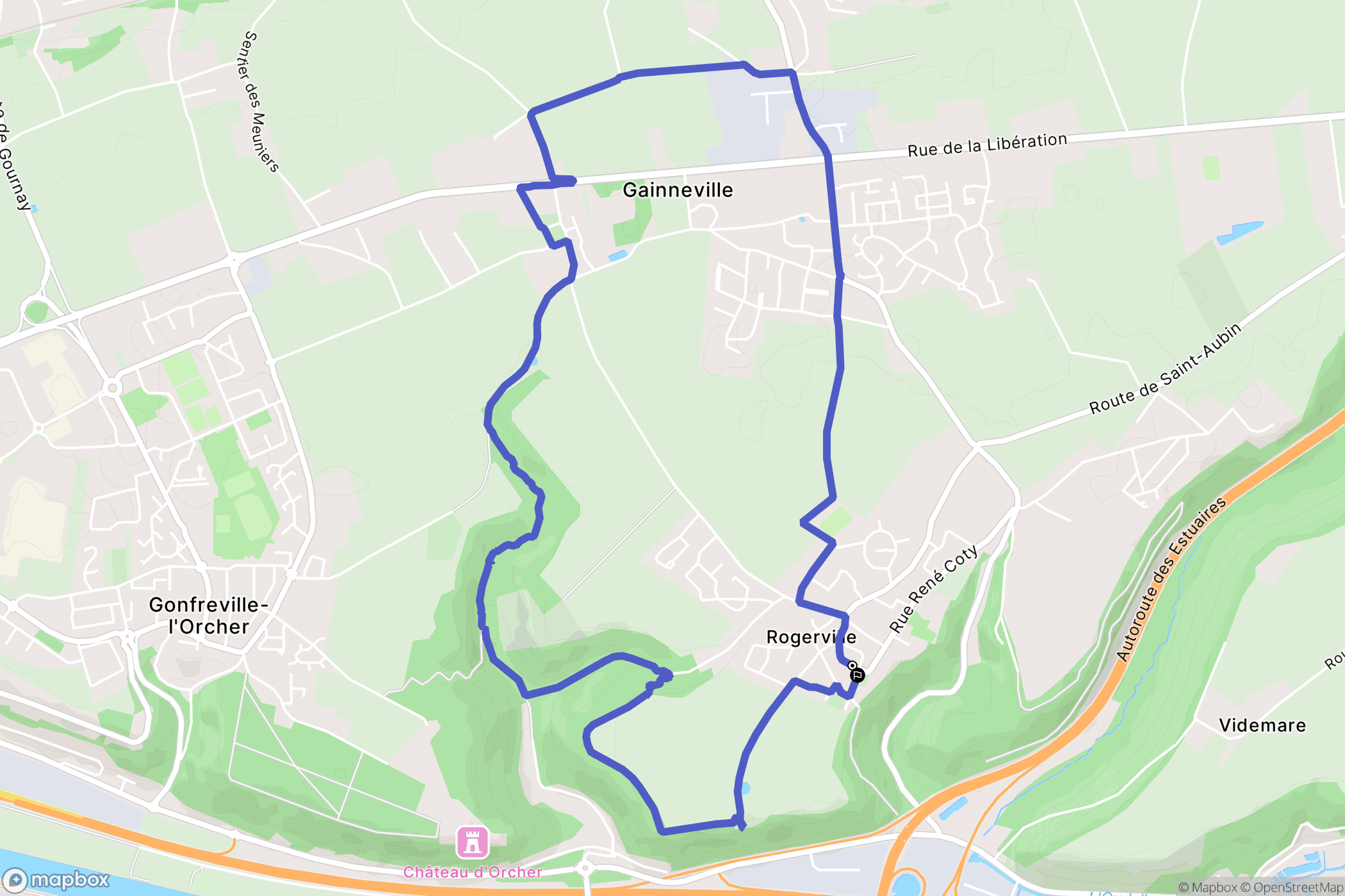 Rogerville : carte du parcours de randonnée - France