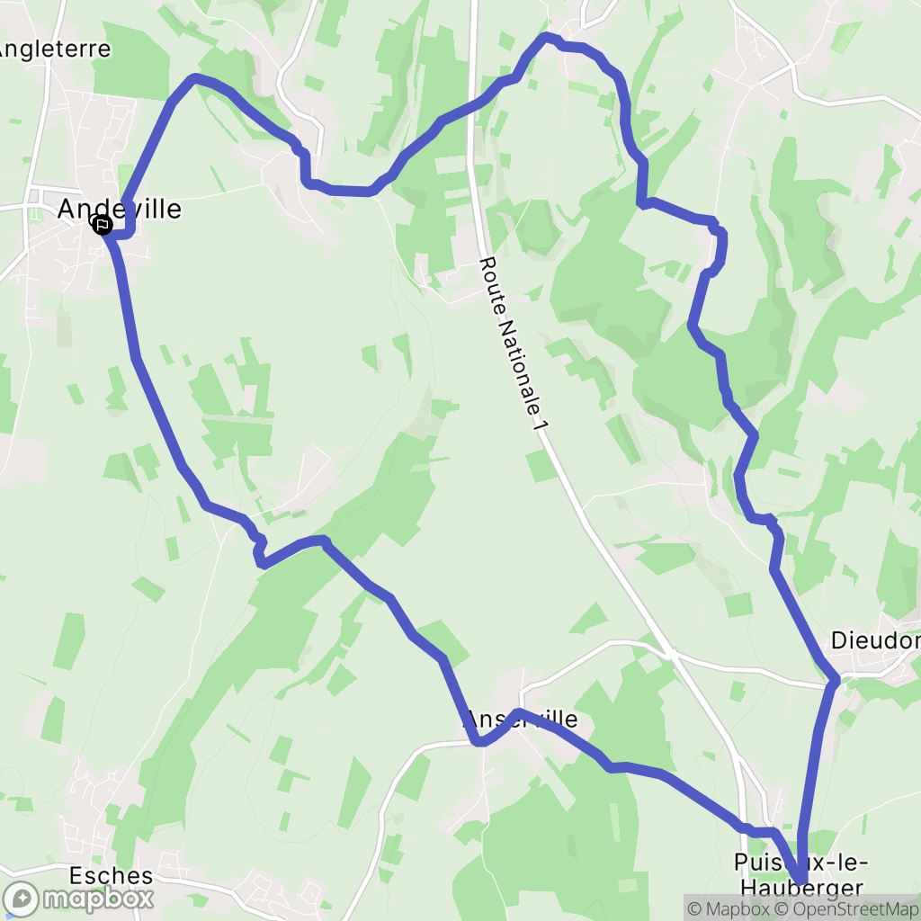 Andeville : carte du parcours de randonnée - France