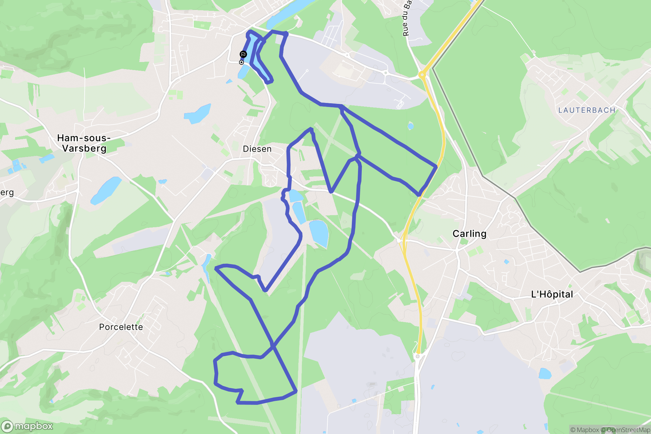 Ham-sous-Varsberg : carte du parcours de randonnée - France