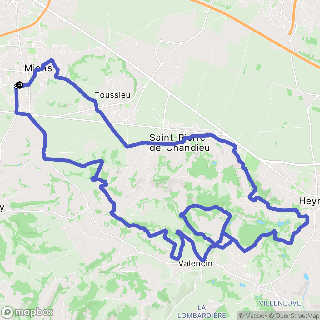 Mions : carte du parcours de randonnée - France