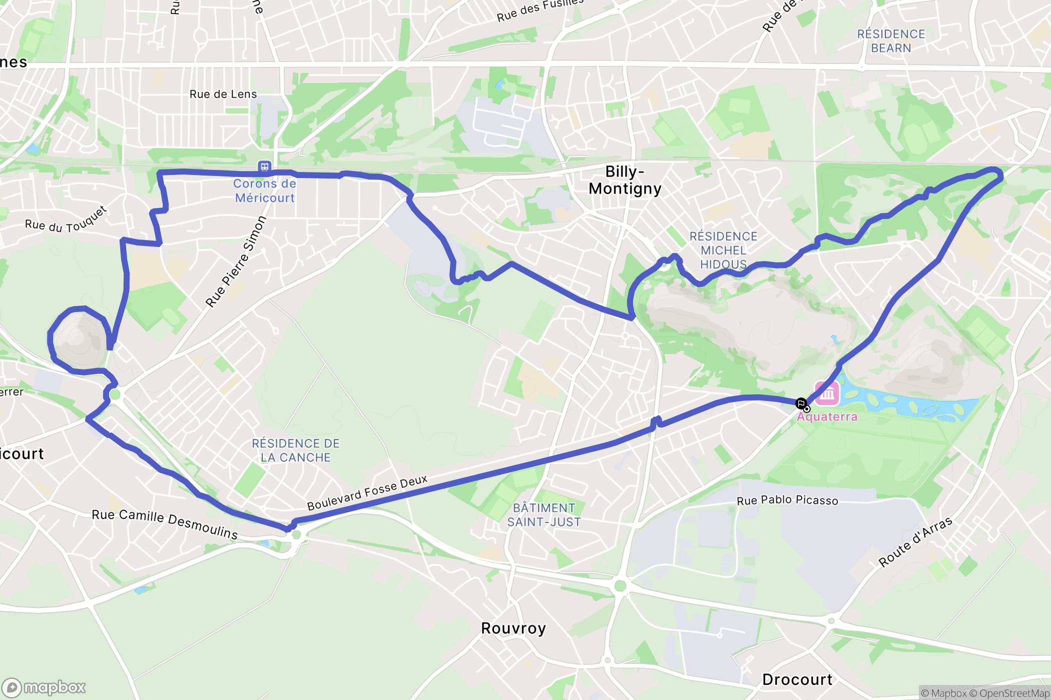 Hénin-Beaumont : carte du parcours de randonnée - France
