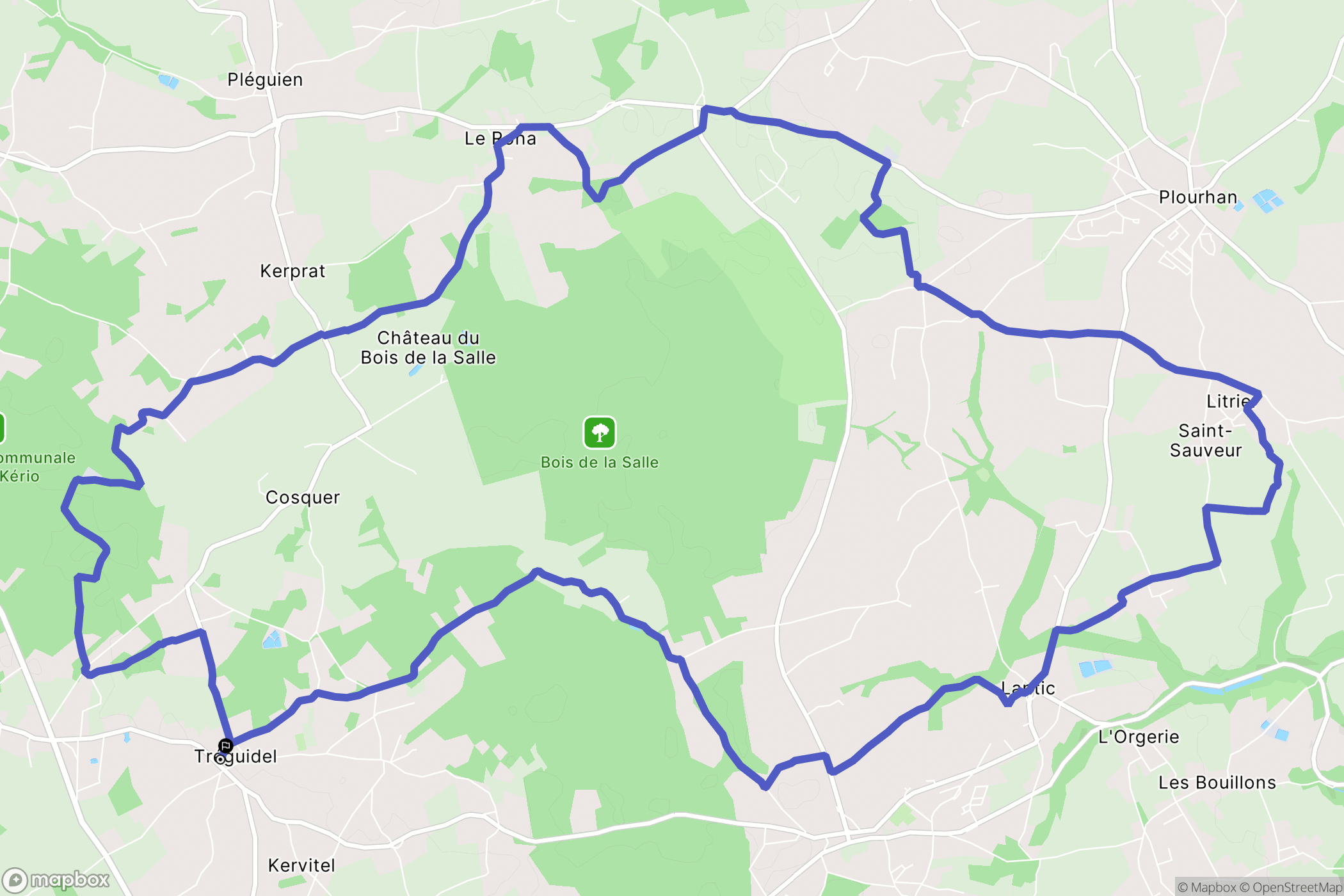 Tréguidel : carte du parcours de randonnée - France