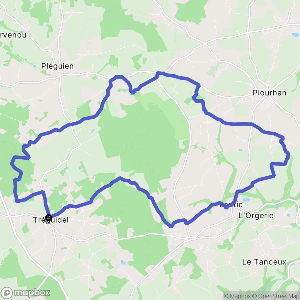 Tréguidel : carte du parcours de randonnée - France