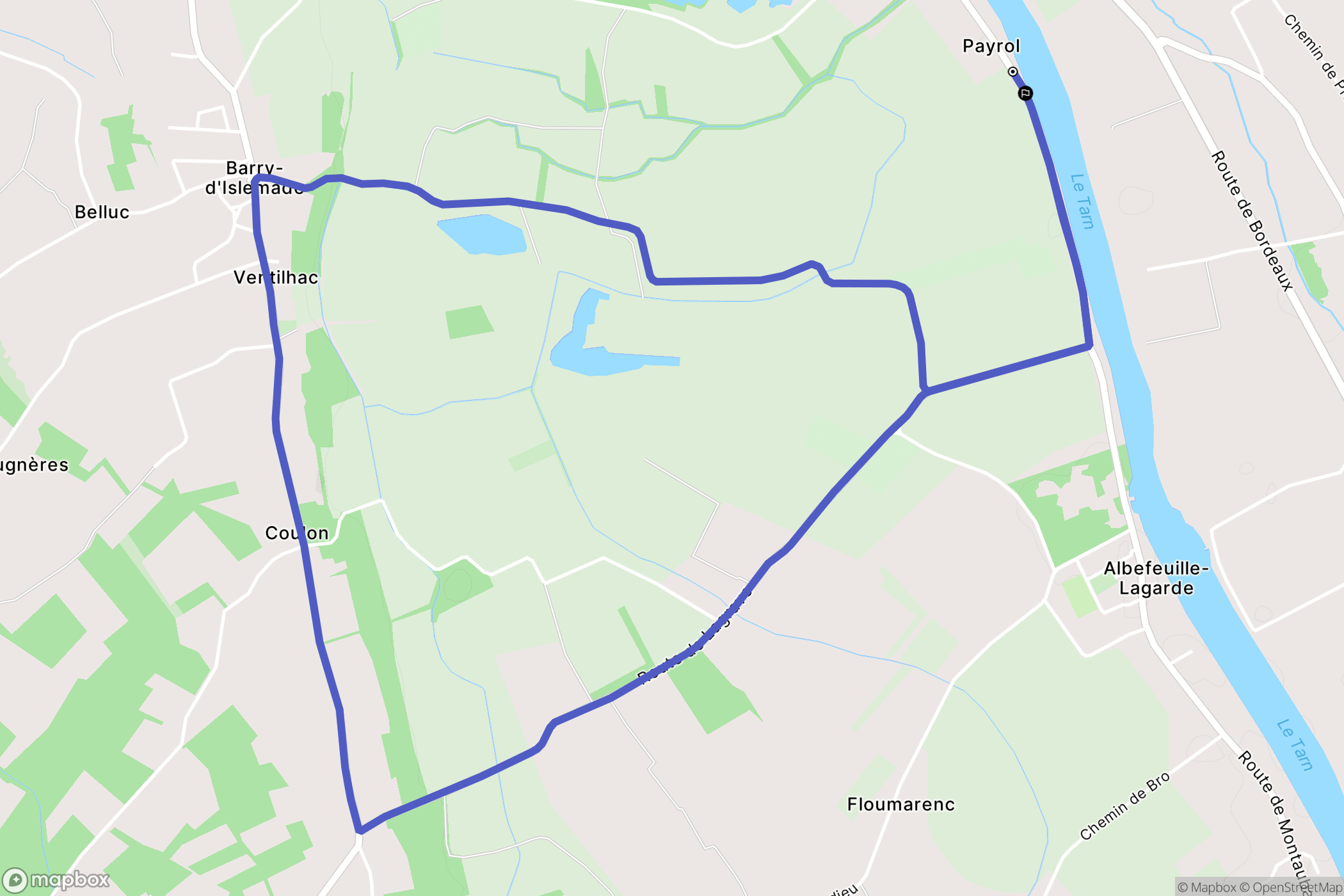 Barry-d'Islemade : carte du parcours de randonnée - France