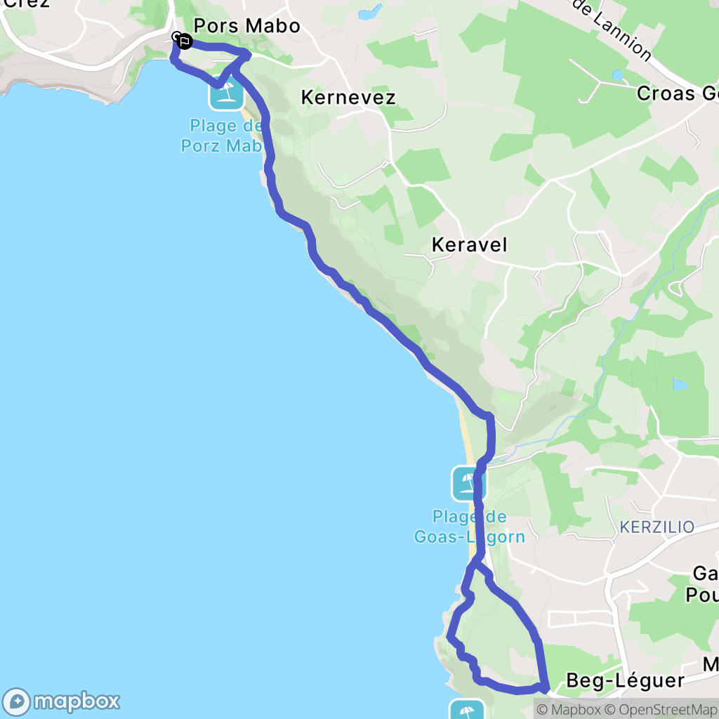 Trébeurden : carte du parcours de randonnée - France