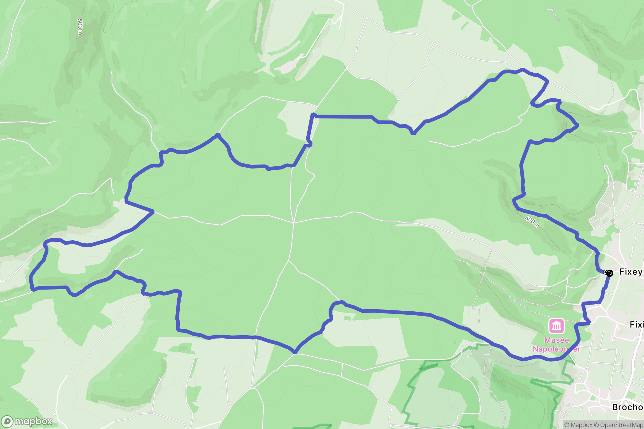 Fixin : carte du parcours de randonnée - France