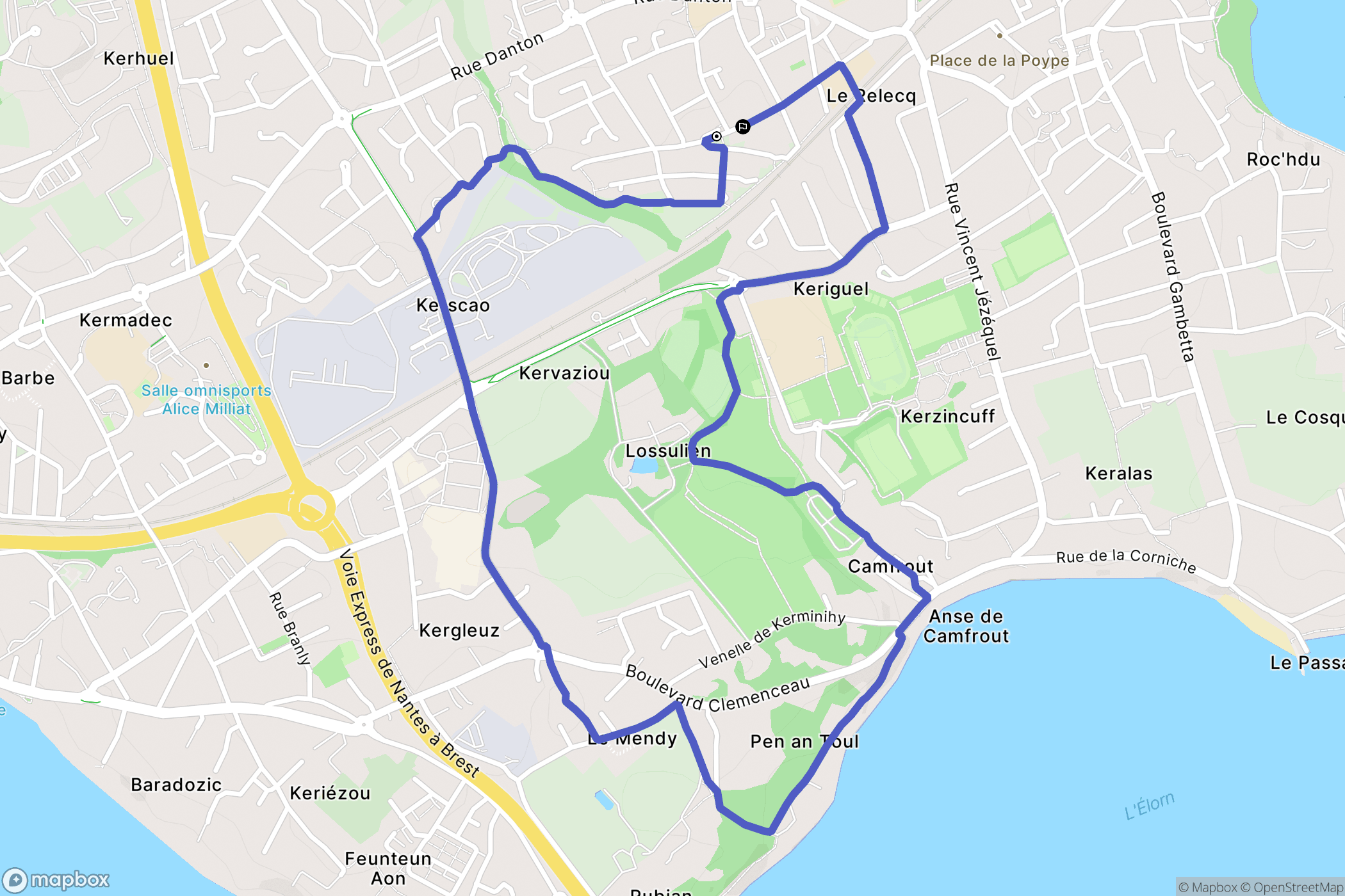 Le Relecq-Kerhuon : carte du parcours de randonnée - France