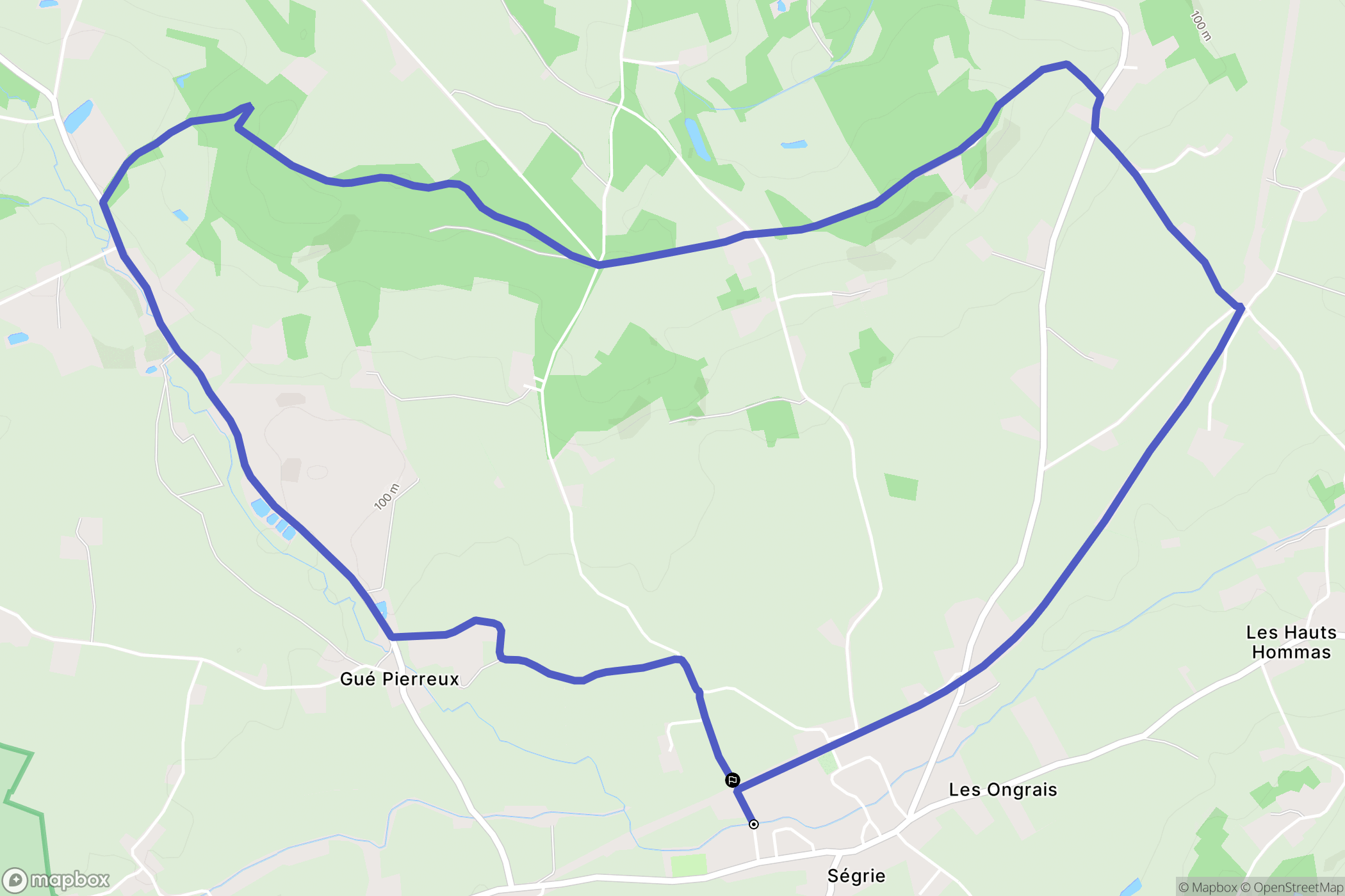 Ségrie : carte du parcours de randonnée - France