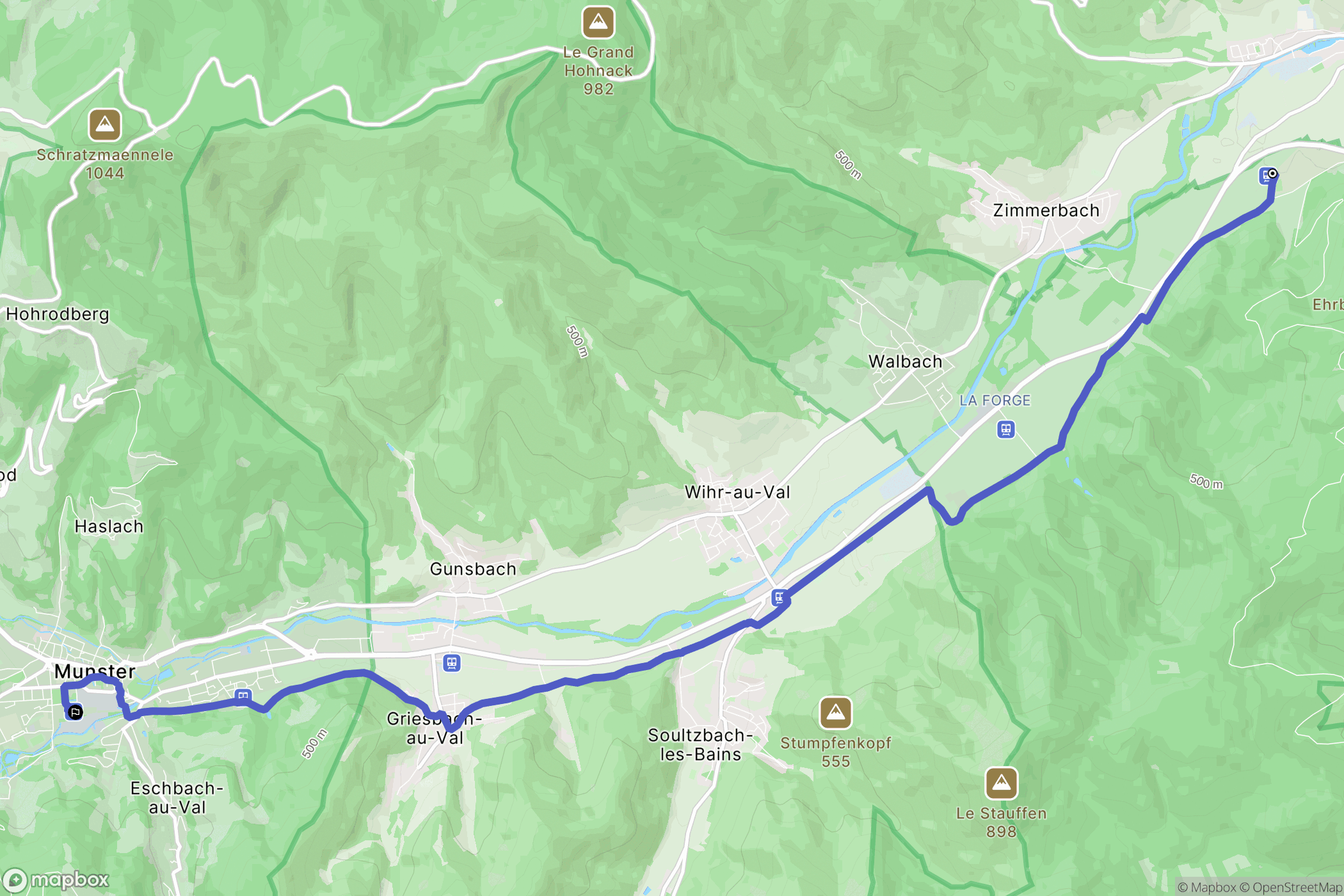 Wintzenheim : carte du parcours de randonnée - France