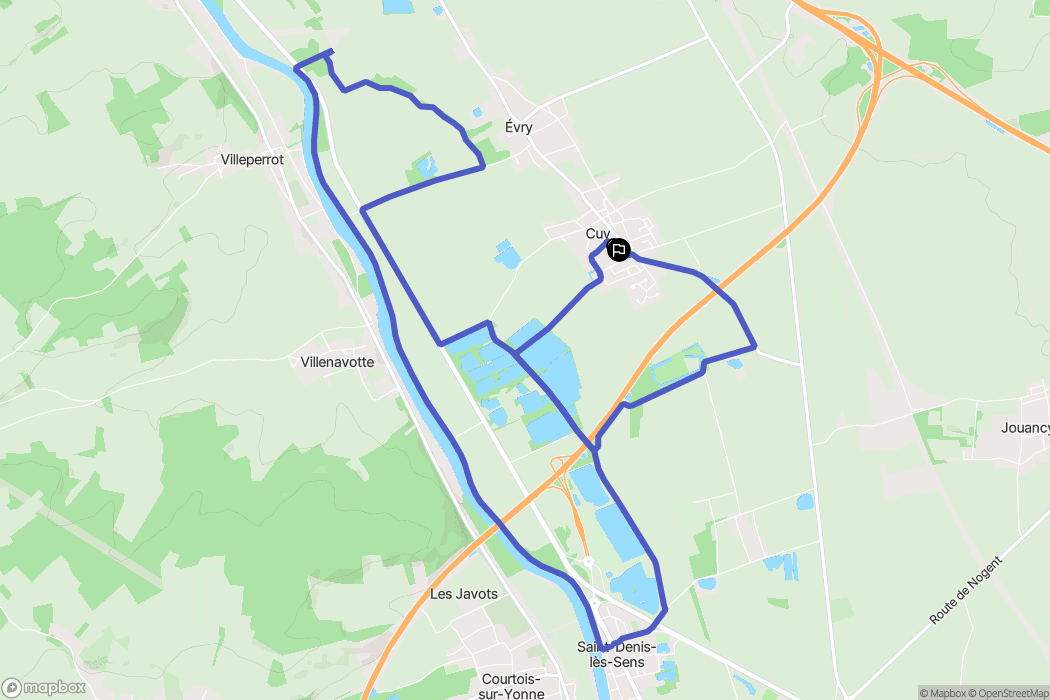 Cuy : carte du parcours de randonnée - France