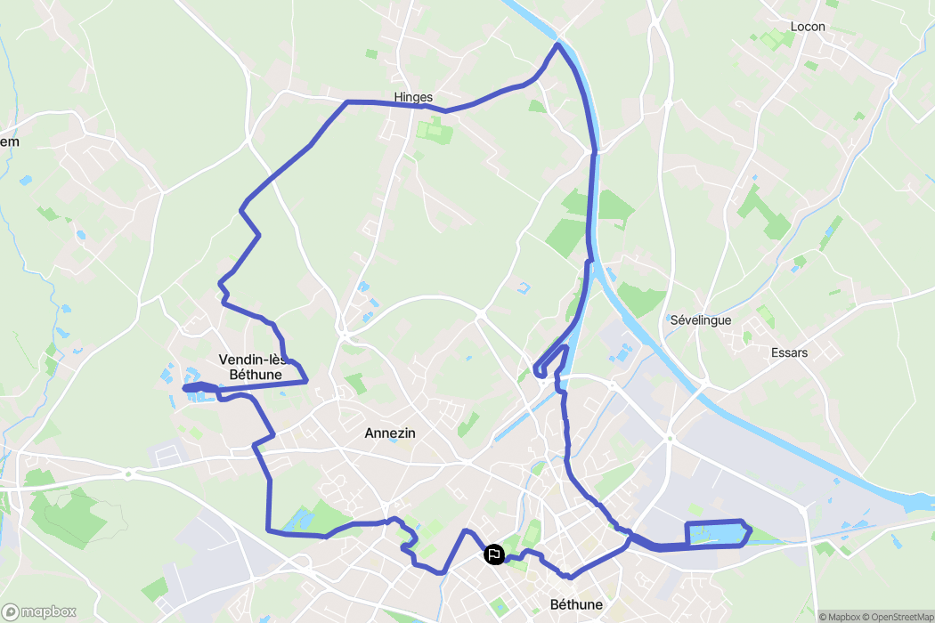 Béthune : carte du parcours de randonnée - France