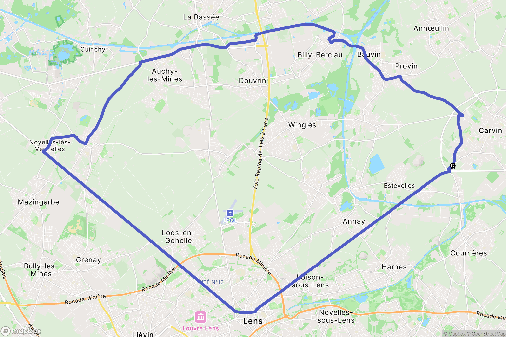 Carvin : carte du parcours de randonnée - France