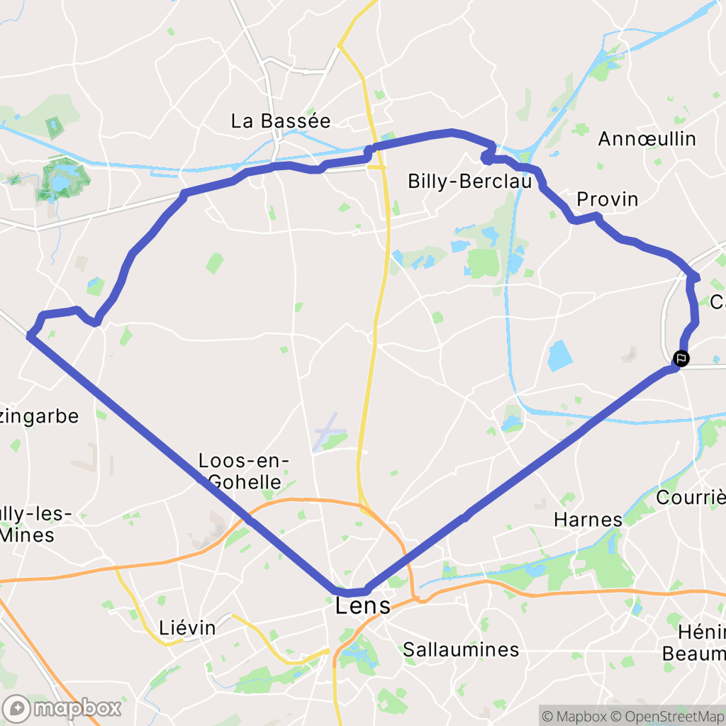 Carvin : carte du parcours de randonnée - France