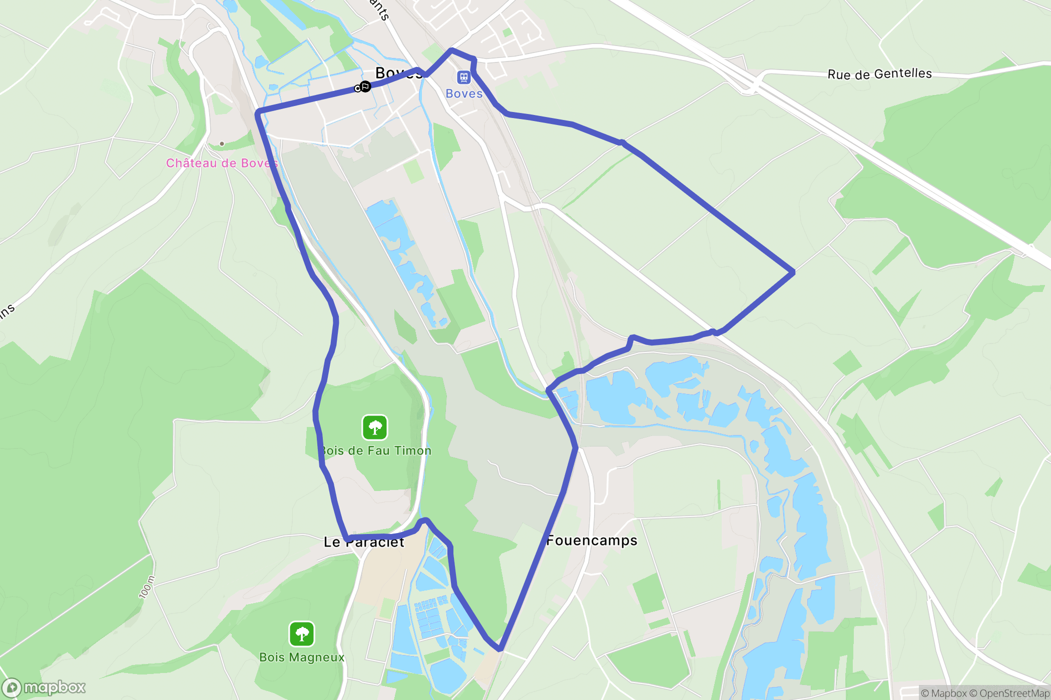 Boves : carte du parcours de randonnée - France