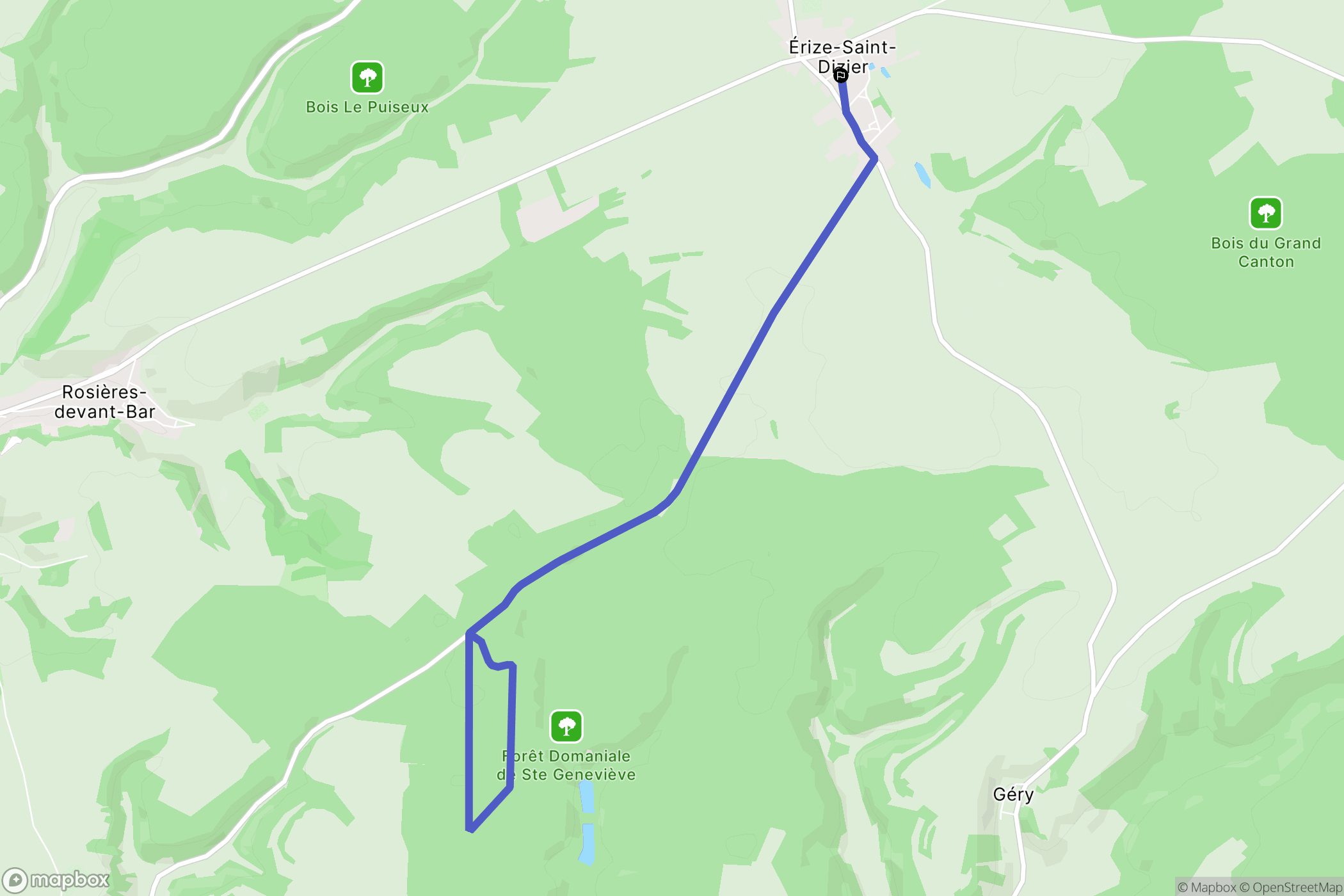 Érize-Saint-Dizier : carte du parcours de randonnée - France