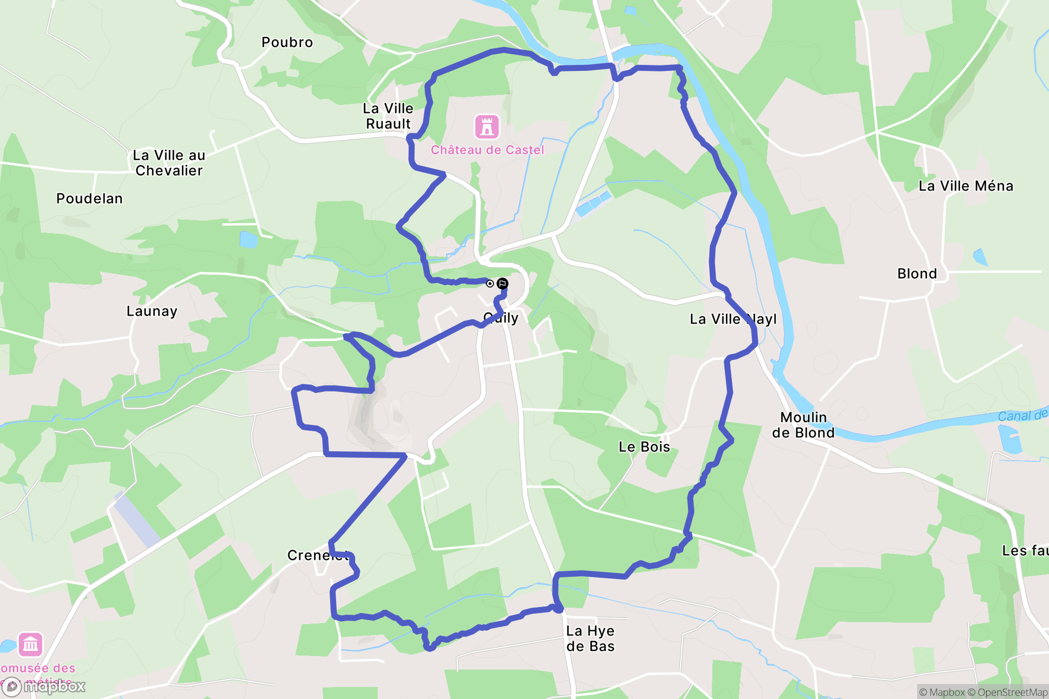Val d'Oust : carte du parcours de randonnée - France