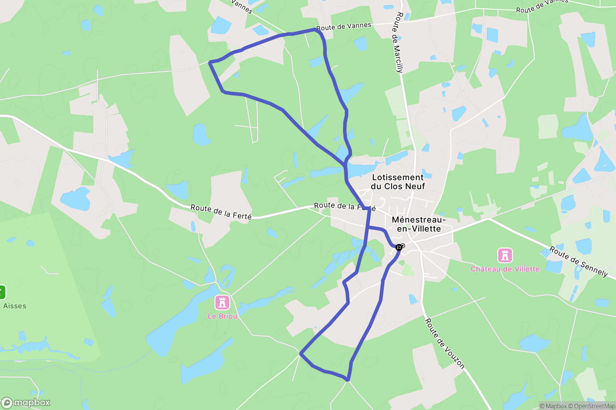 Ménestreau-en-Villette : carte du parcours de randonnée - France