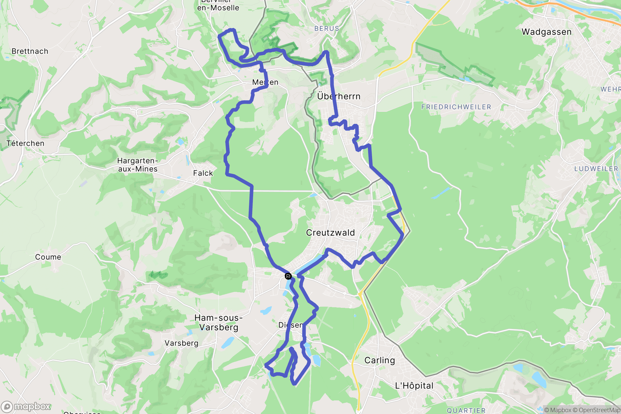 Creutzwald : carte du parcours de randonnée - France