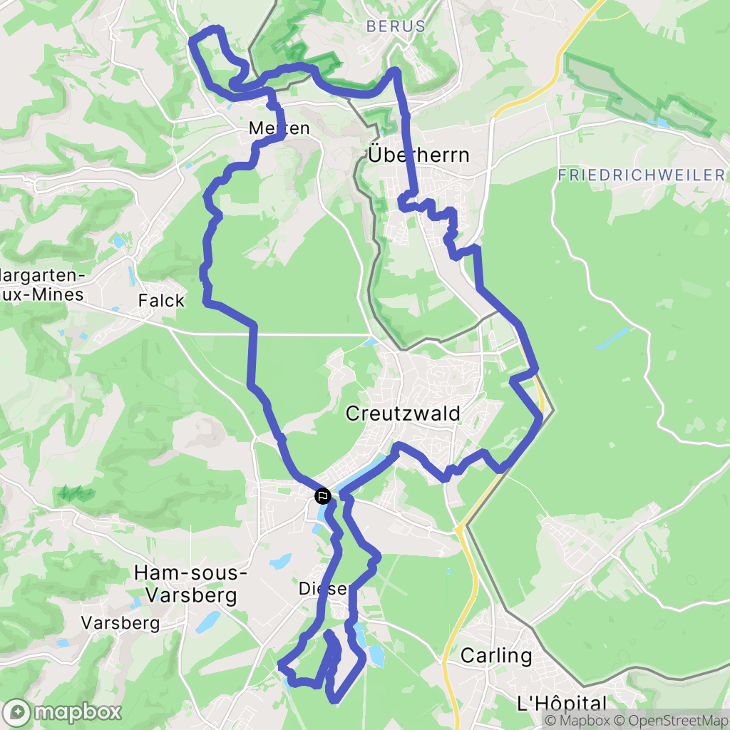 Creutzwald : carte du parcours de randonnée - France