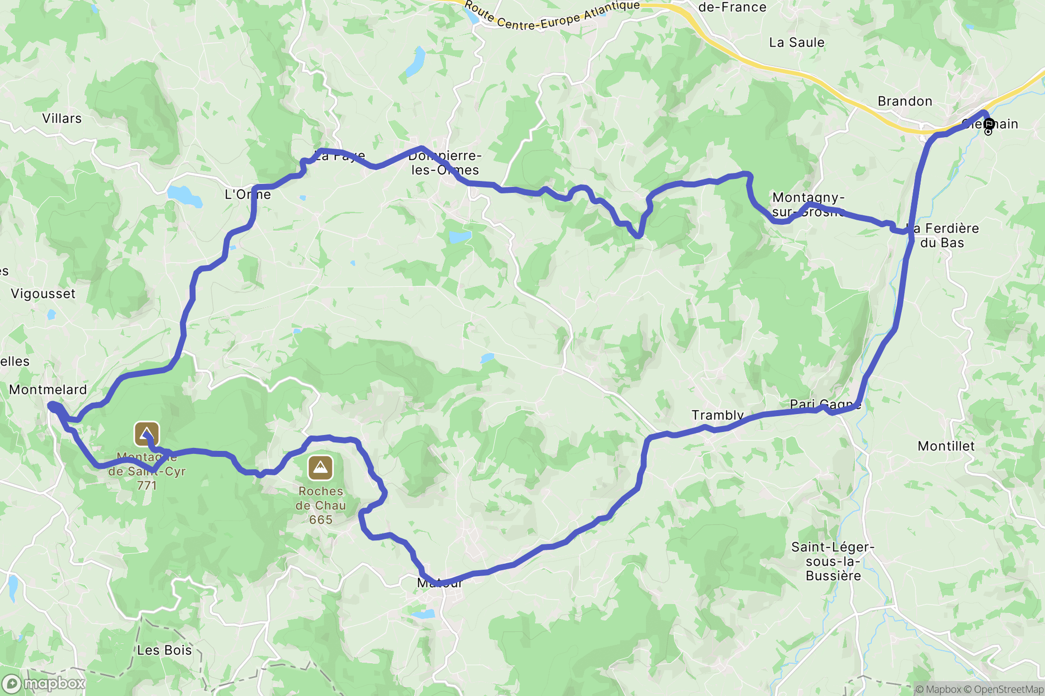 Navour-sur-Grosne : carte du parcours de randonnée - France