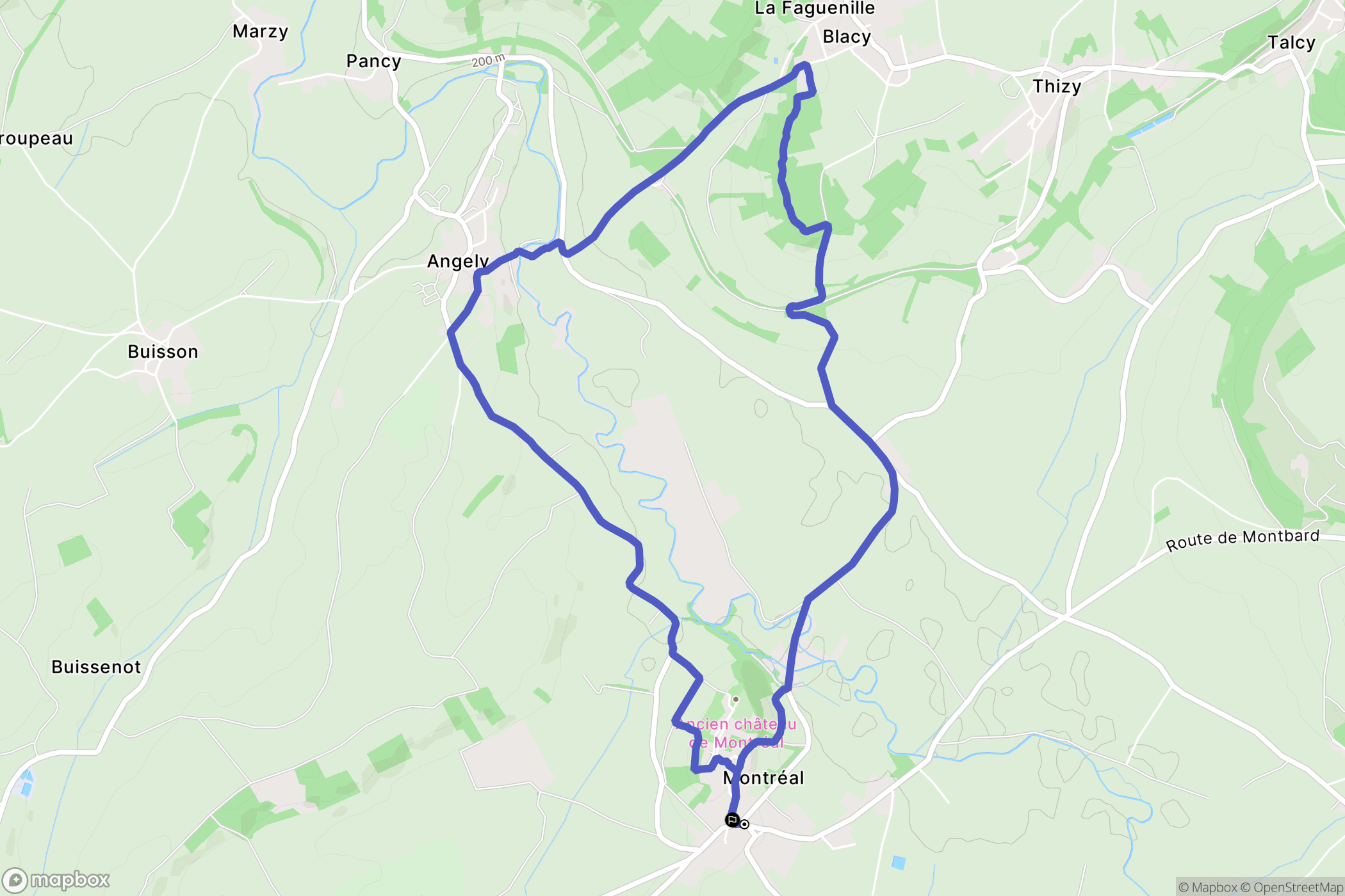 Montréal : carte du parcours de randonnée - France