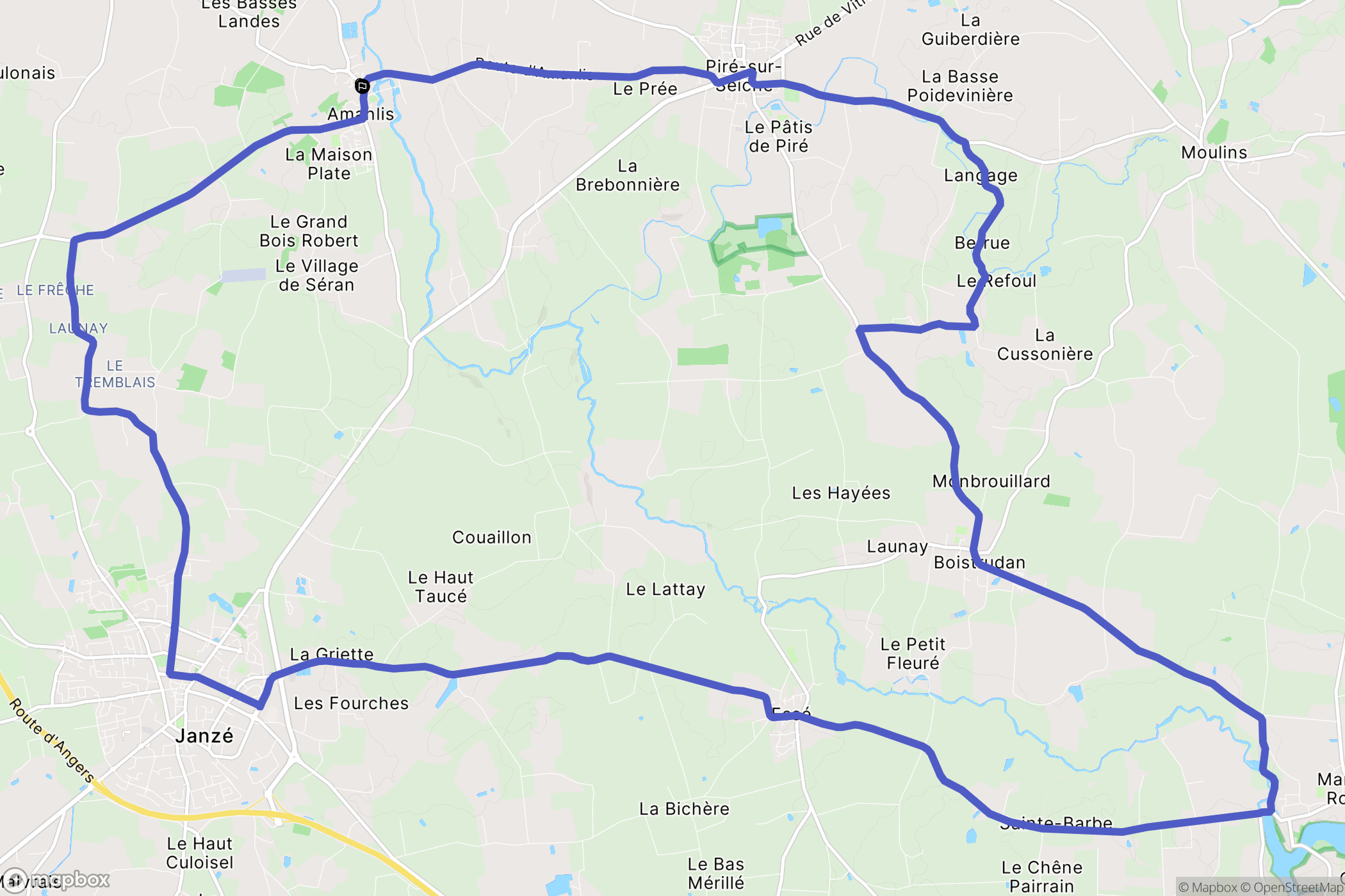Amanlis : carte du parcours de randonnée - France