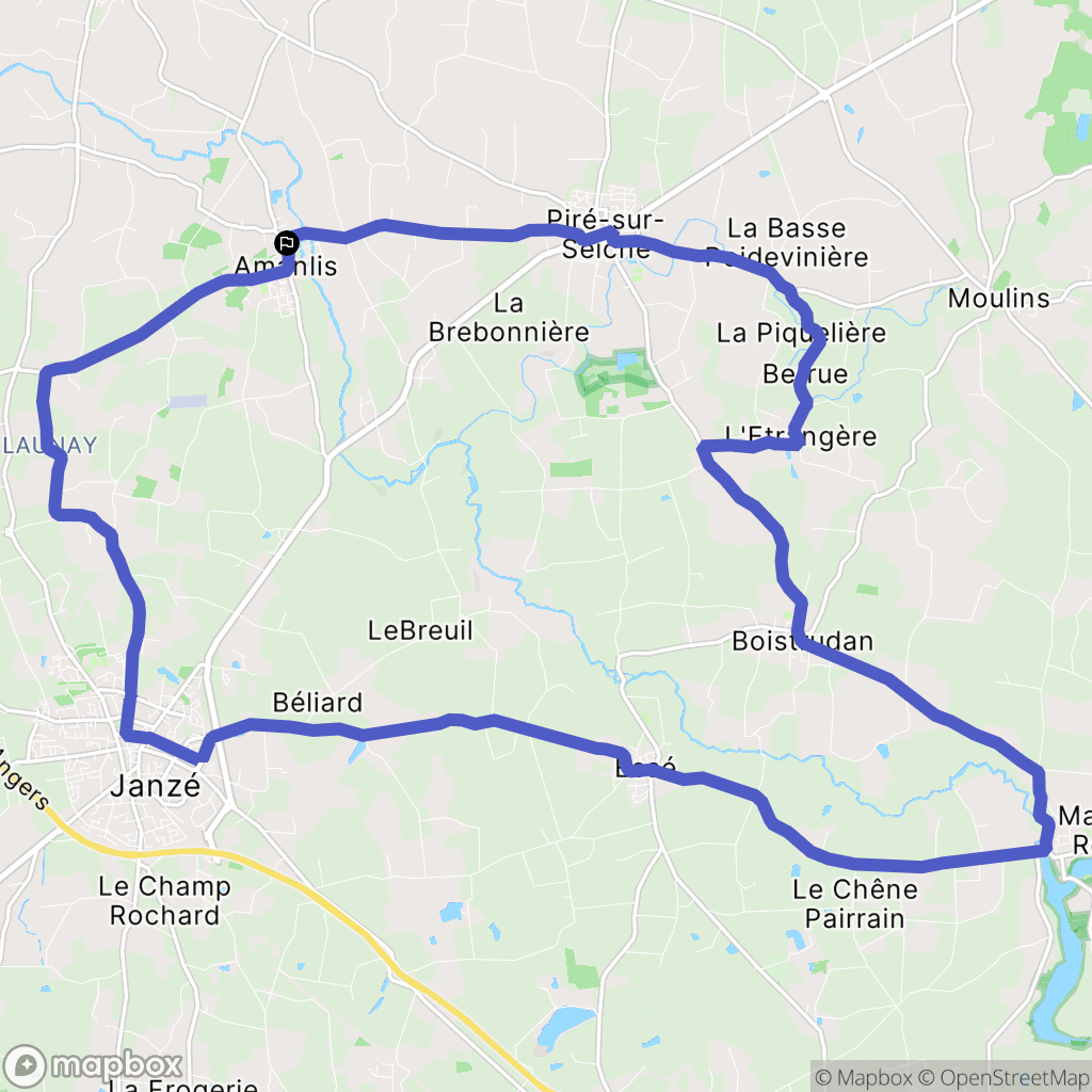 Amanlis : carte du parcours de randonnée - France